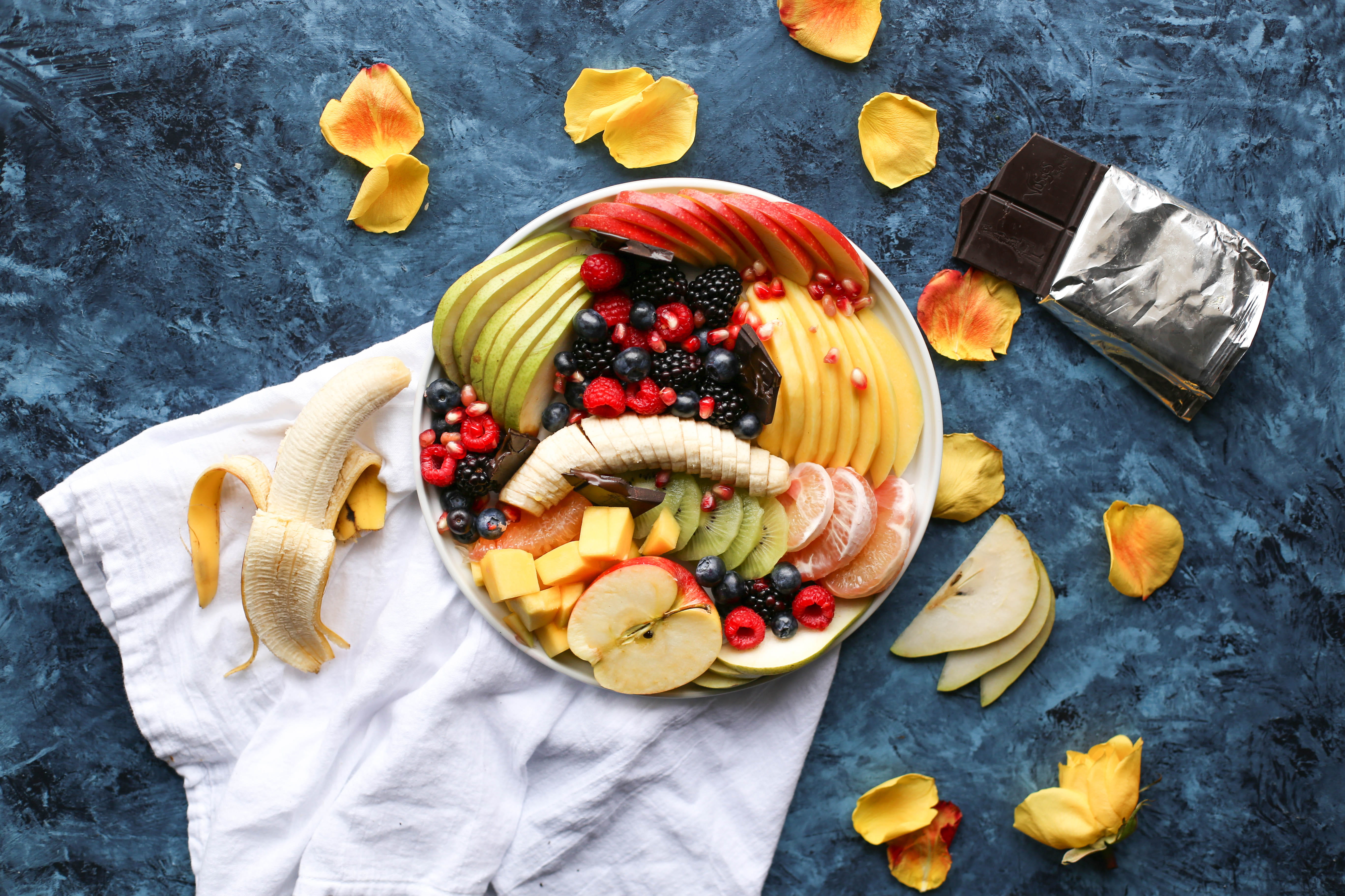 berries, apple, berry fruit, dairy product, indoors, kitchen utensil, high angle view, food and drink, blueberry, healthy eating, pear, eating utensil, HD Wallpaper