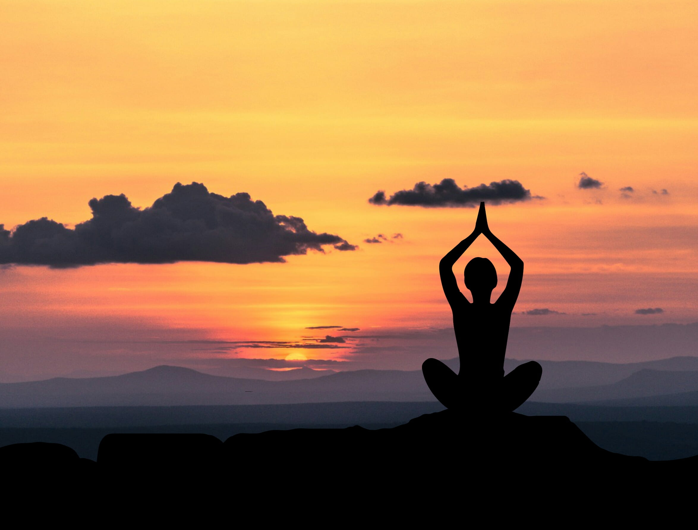cloud - sky, tranquility, real people, arms raised, one person, sundown, silhouette, orange color, leisure activity, nature, beauty in nature, idyllic, HD Wallpaper