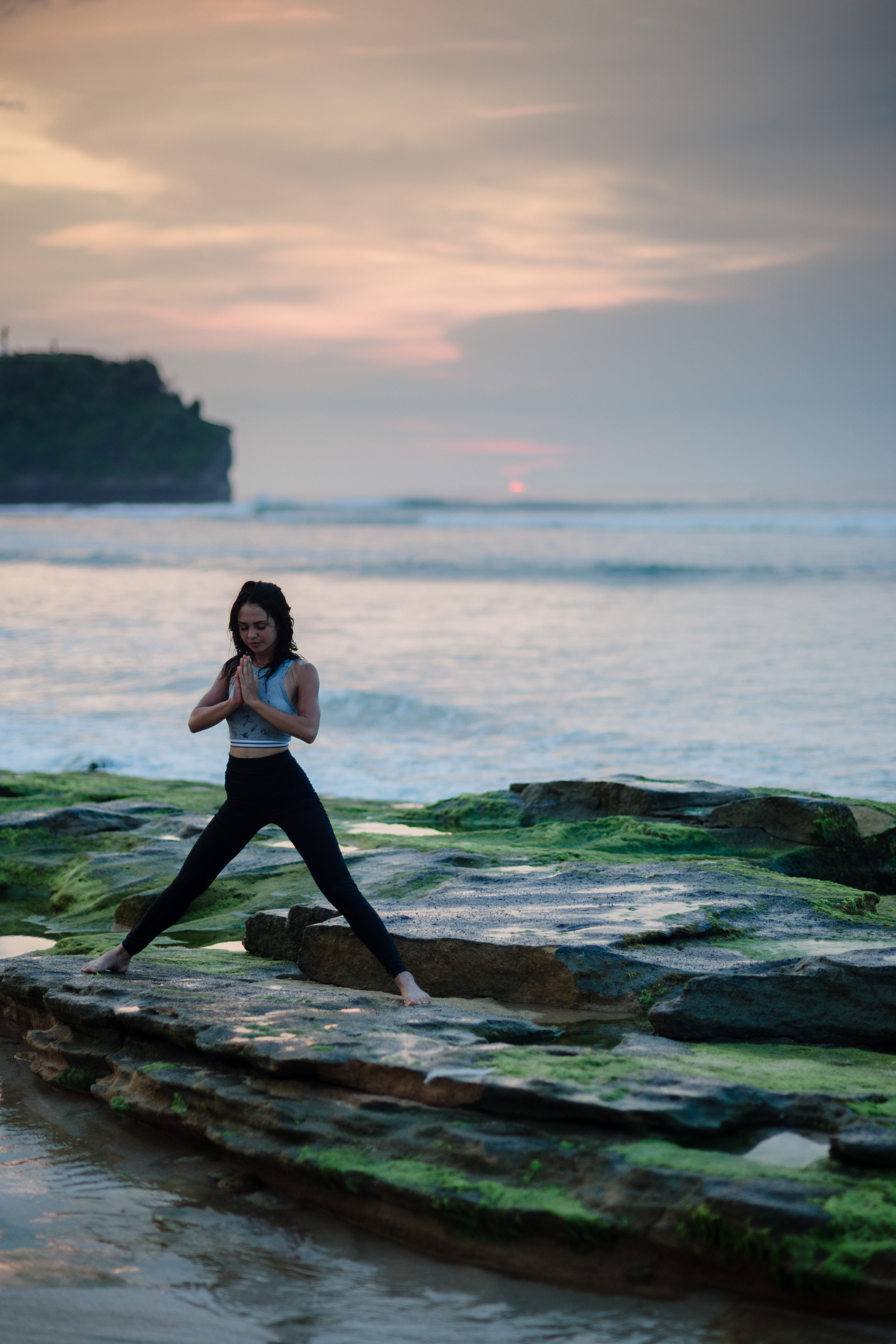 beach, relaxation Exercise, young Adult, full length, caucasian, sport, females, rock, clear, beauty in nature, sea, Yoga, sunset, cloud - sky, sky, next, Phone HD Wallpaper