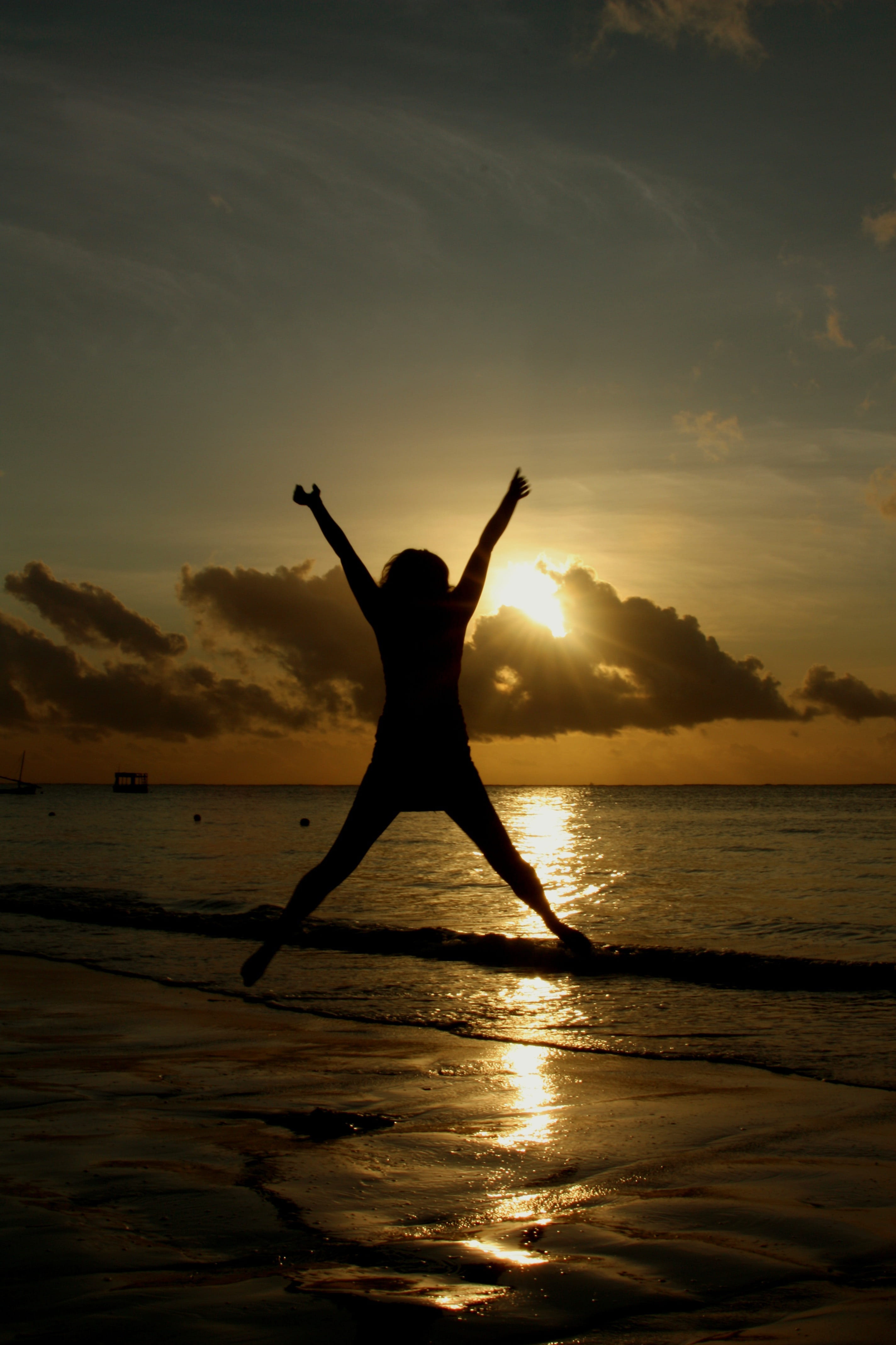 lifestyles, sky, sunrise, one Person, sport, sunlight, vacations, human arm, seashore, arms Raised, water, healthy Lifestyle, tropical Climate, tranquility, Phone HD Wallpaper