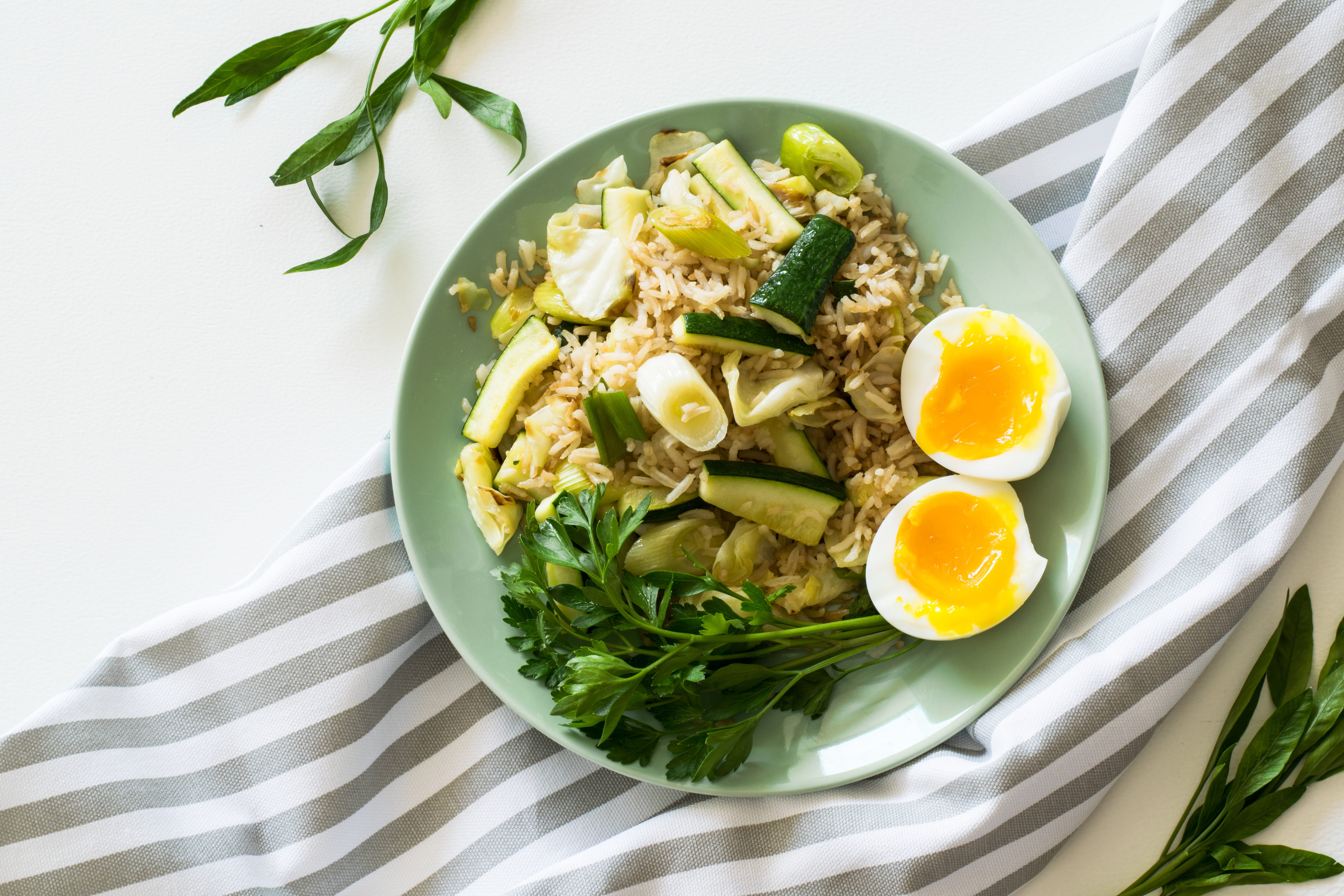 poached, breakfast, freshness, plate, egg, food and drink, wellbeing, diet, indoors, meat, green, celery, lunch, boiled egg, healthy eating, ceramic, healthy, HD Wallpaper