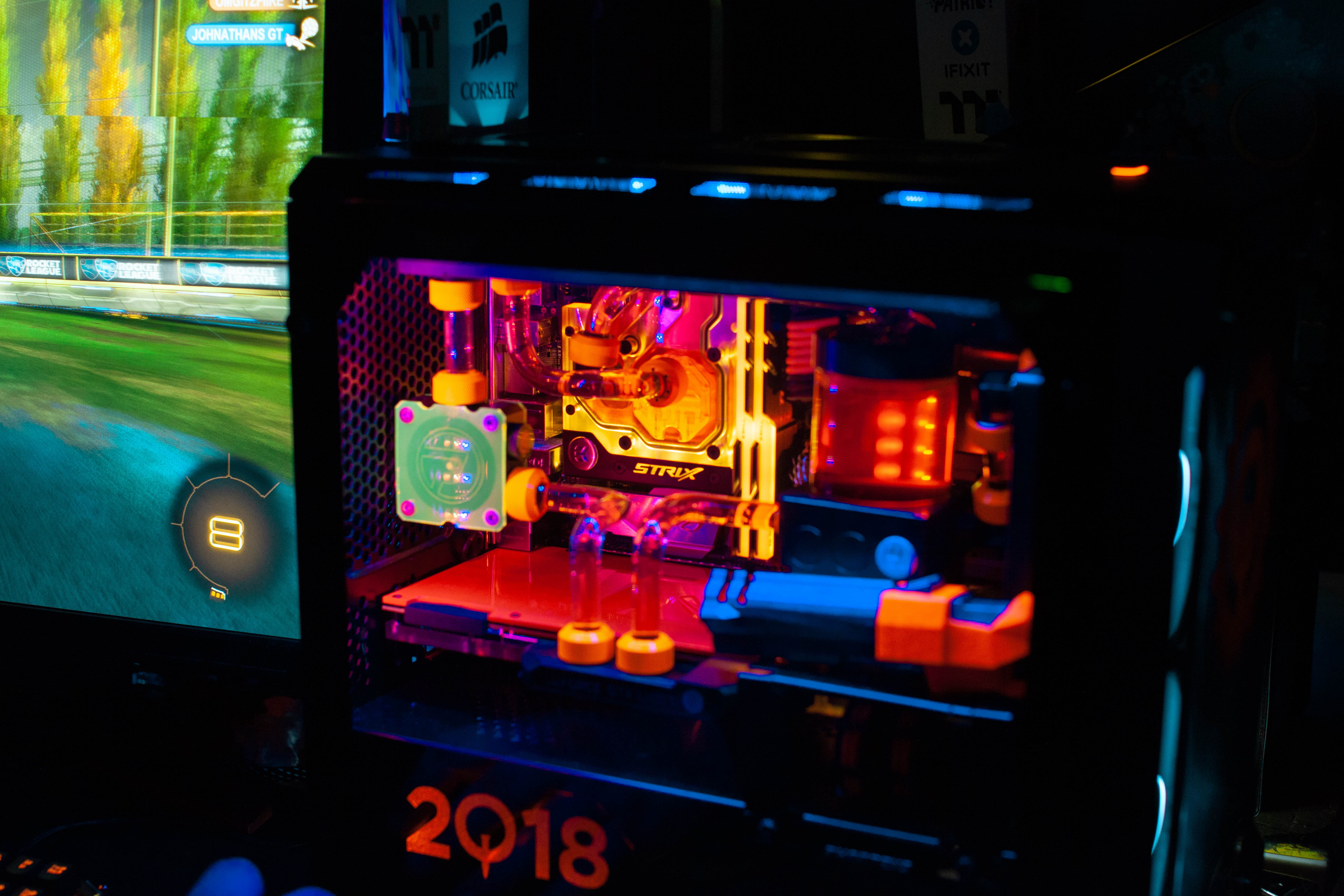 technology, land vehicle, night, arts culture and entertainment, rocket league, motion, nightlife, lan party, no people, windows, quakecon, esports, car, HD Wallpaper