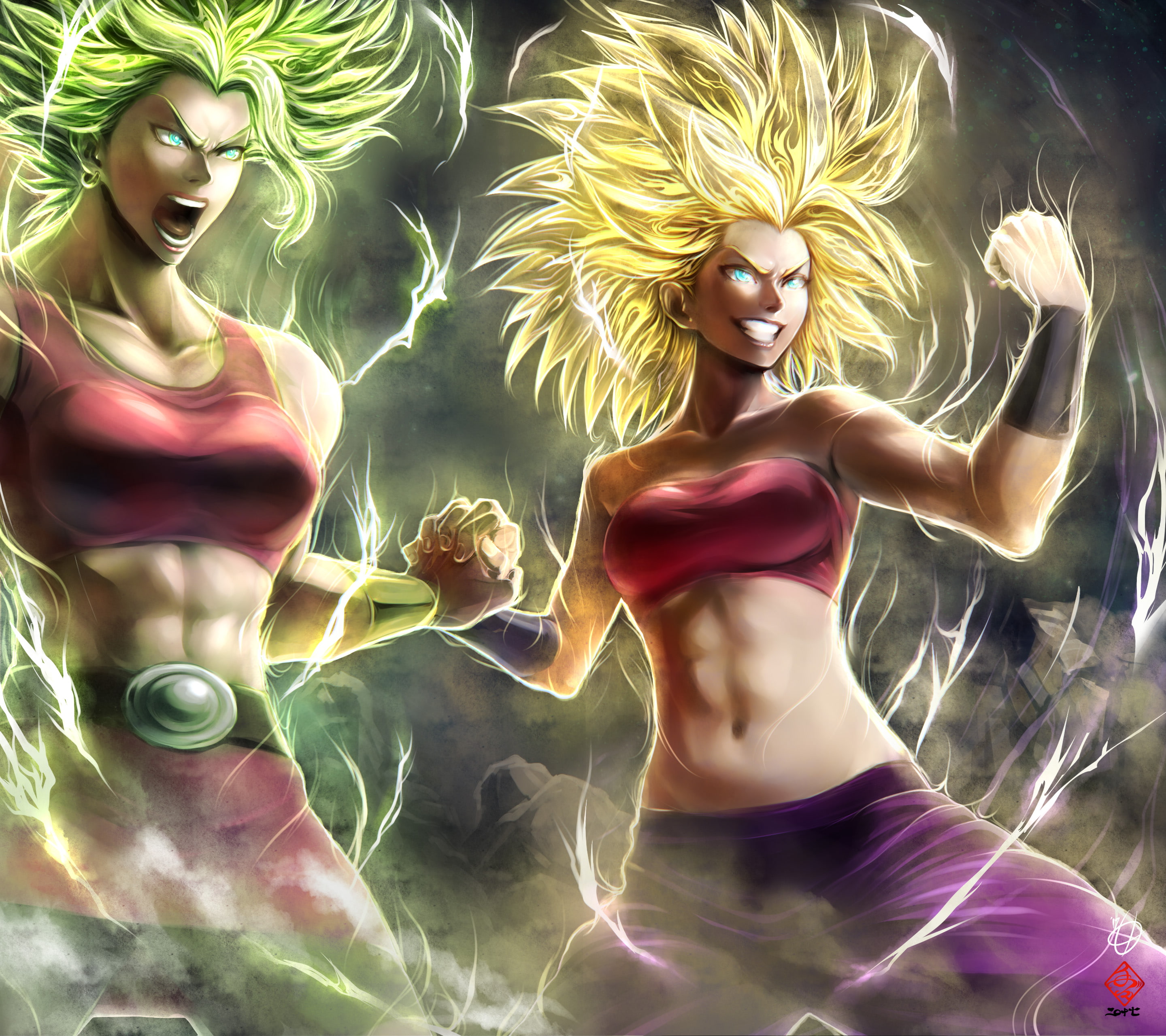 Caulifla, legendary super saiyan, Super Saiyan, Dragon Ball, Dragon Ball Super, 2K, Kale (dragon ball), HD Wallpaper