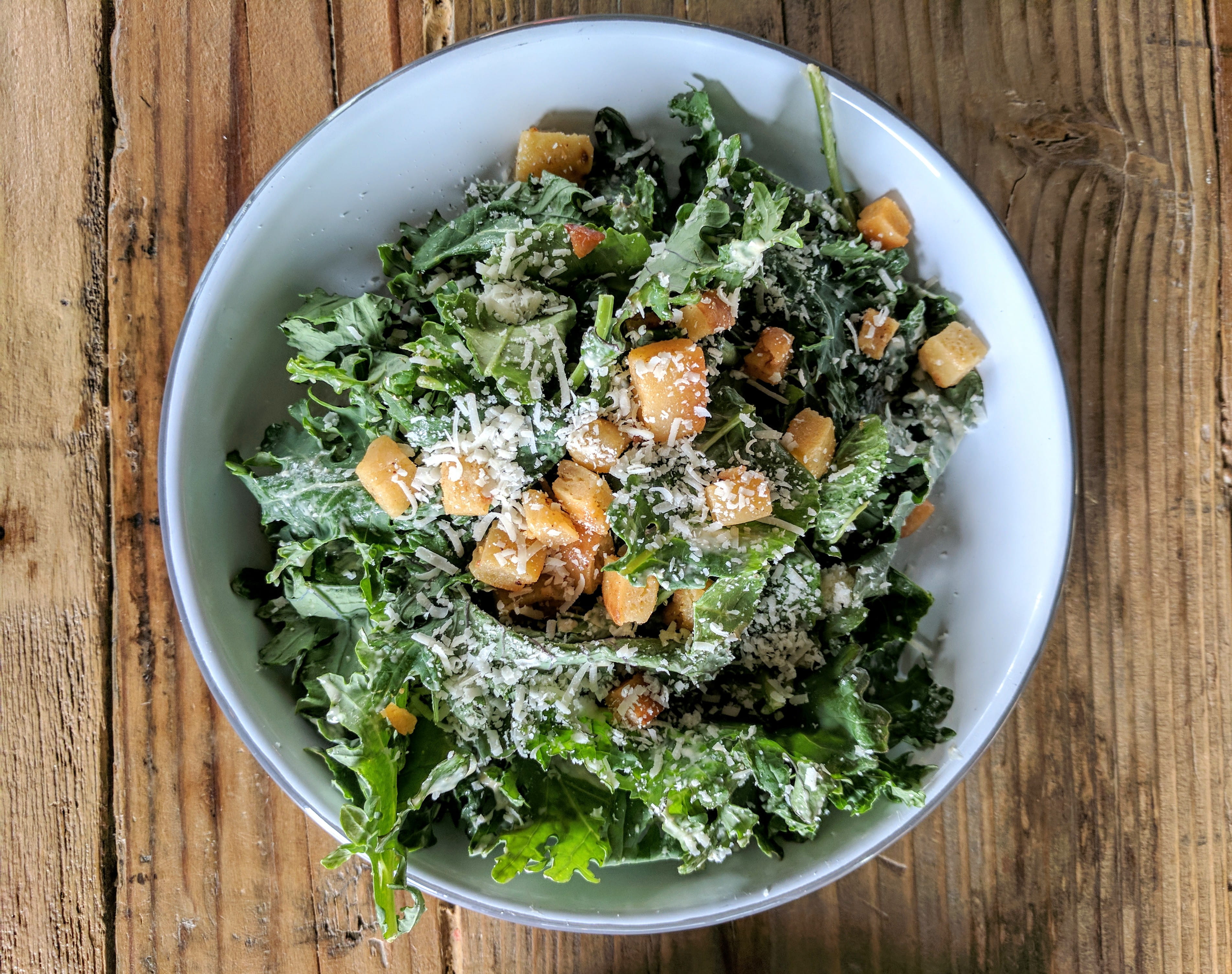 no people, serving size, wood - material, directly above, freshness, cesar, salt lake city, bowl, vegetarian food, healthy eating, kale, 2K, table, central city, HD Wallpaper
