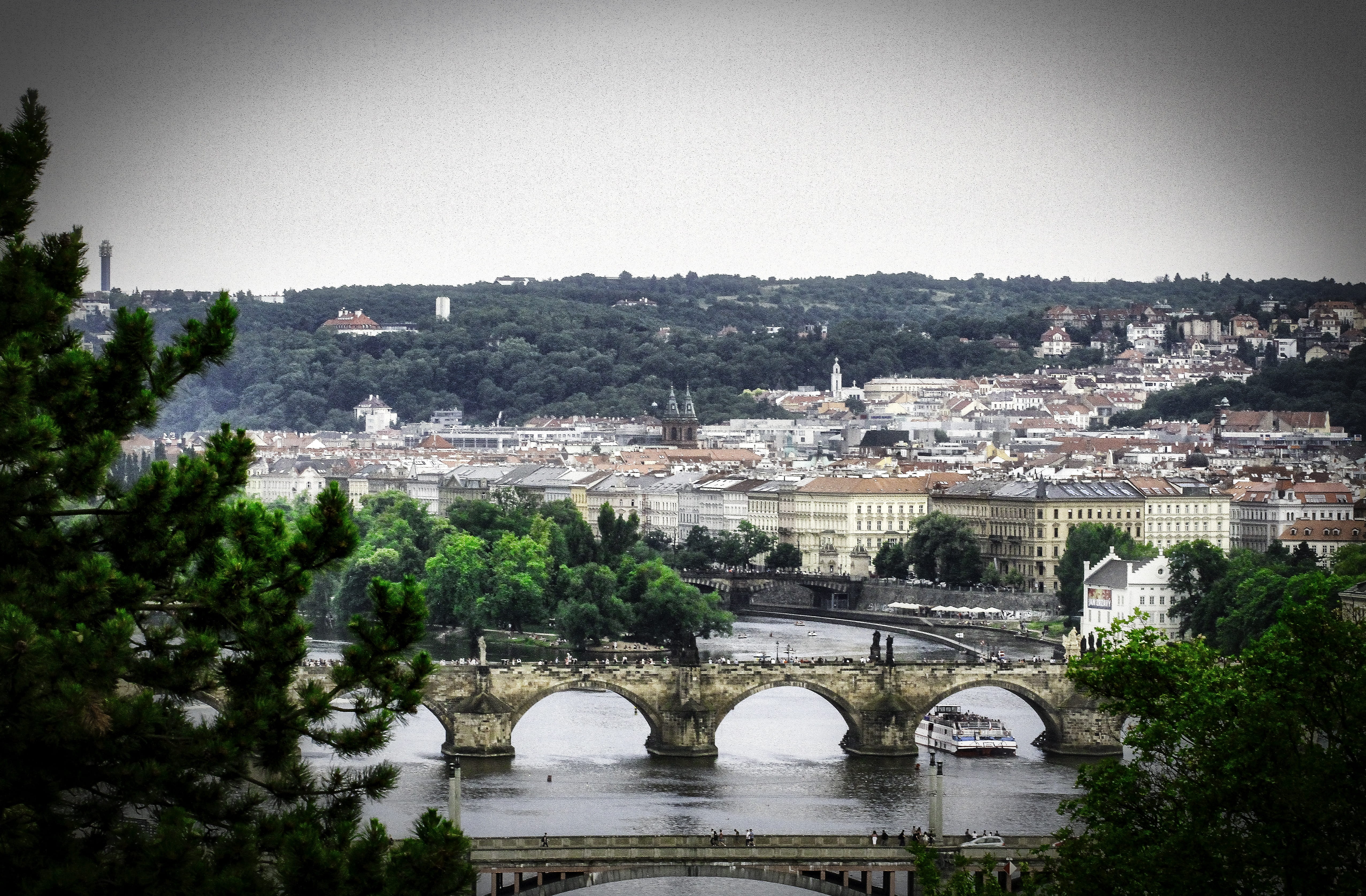 day, no people, building, river, czech republic, architecture, built structure, sky, prague, tree, cityscape, arch bridge, city, charles bridge, plant, HD Wallpaper