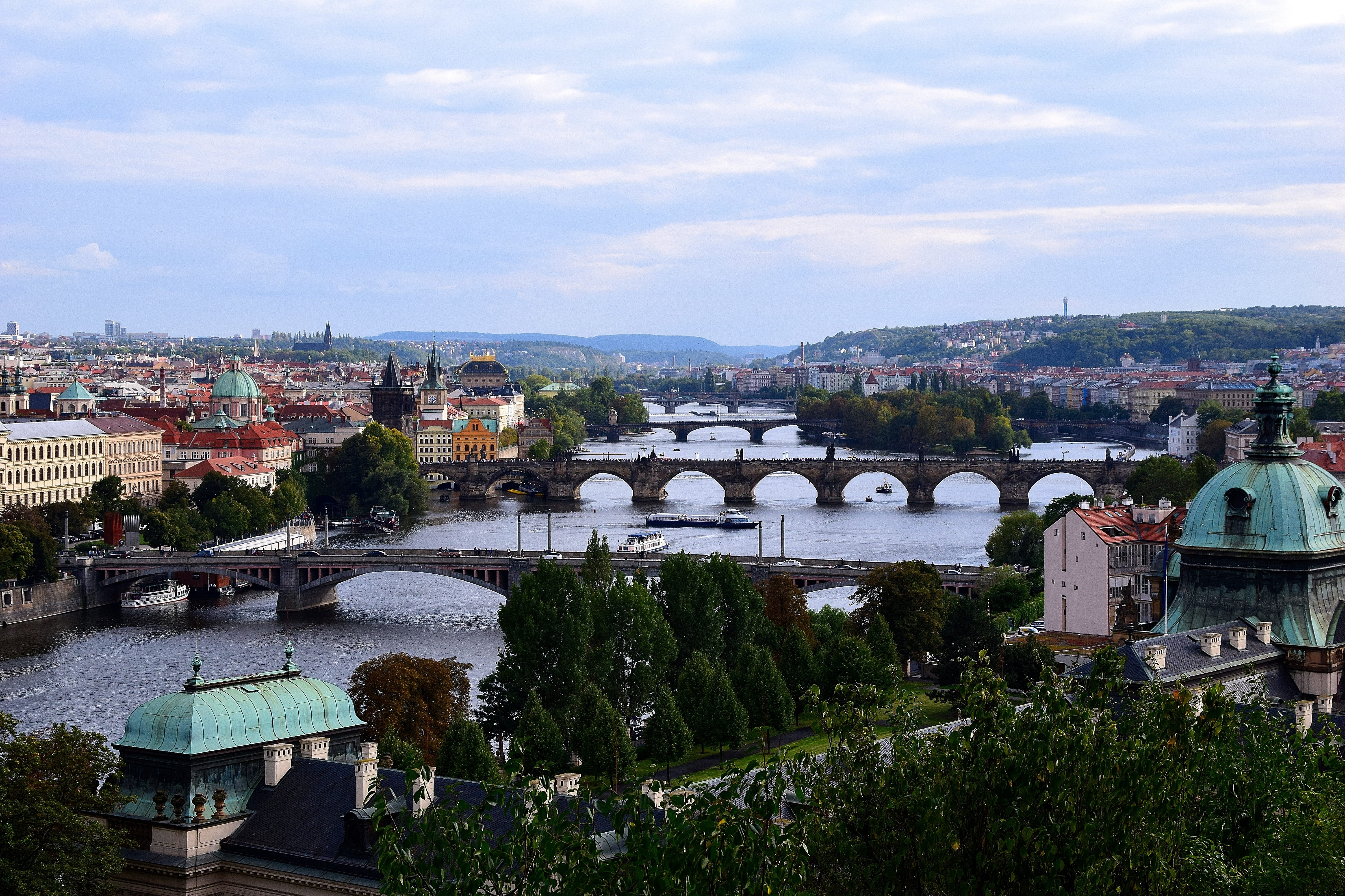 outdoors, czech republic, prague, built structure, no people, nature, arch bridge, arch, historical city, bistro, residential district, historically, trip, HD Wallpaper