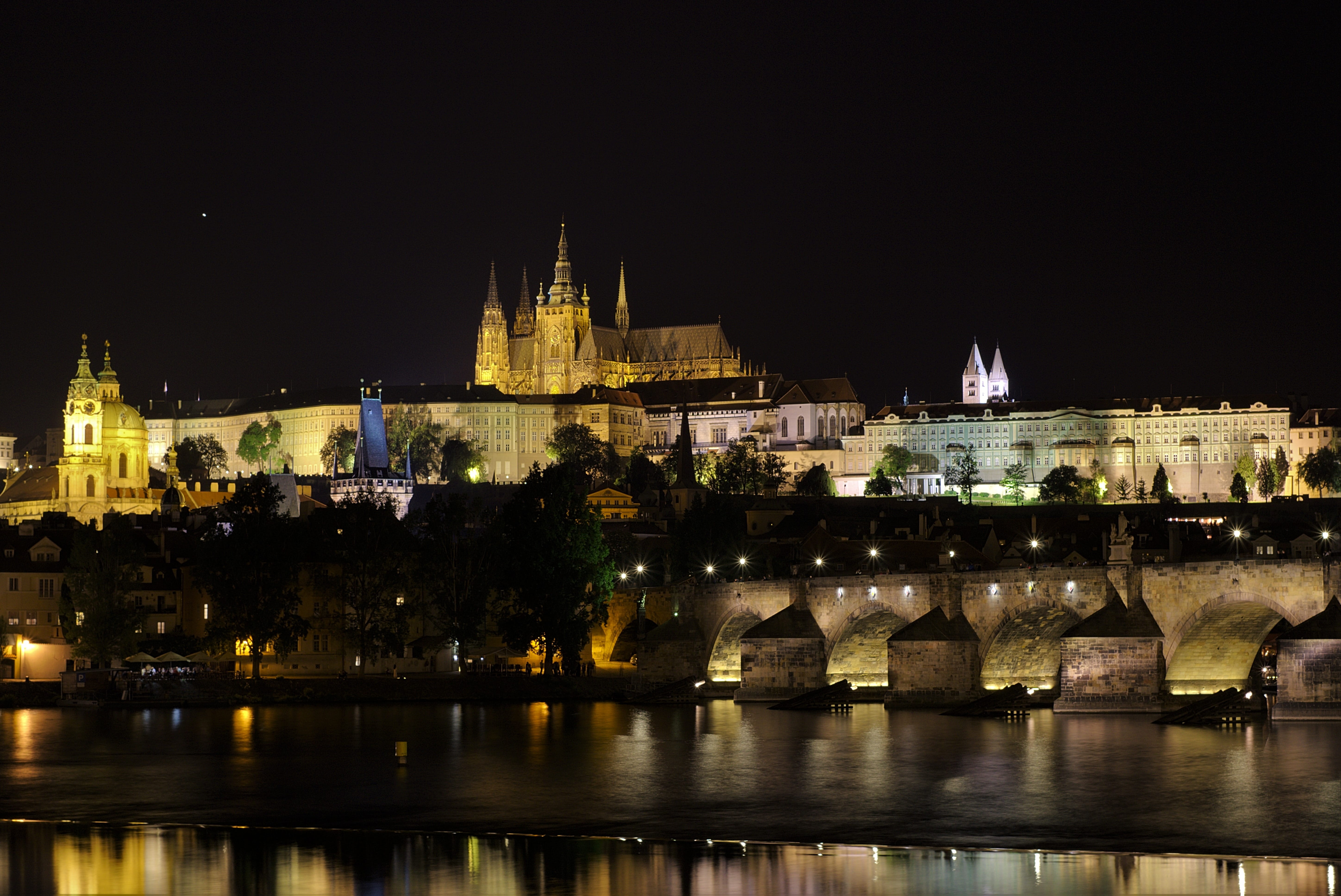 places of interest, outdoors, river, building exterior, built structure, illuminated, history, water, bridge, sky, no people, czech republic in moravia, HD Wallpaper