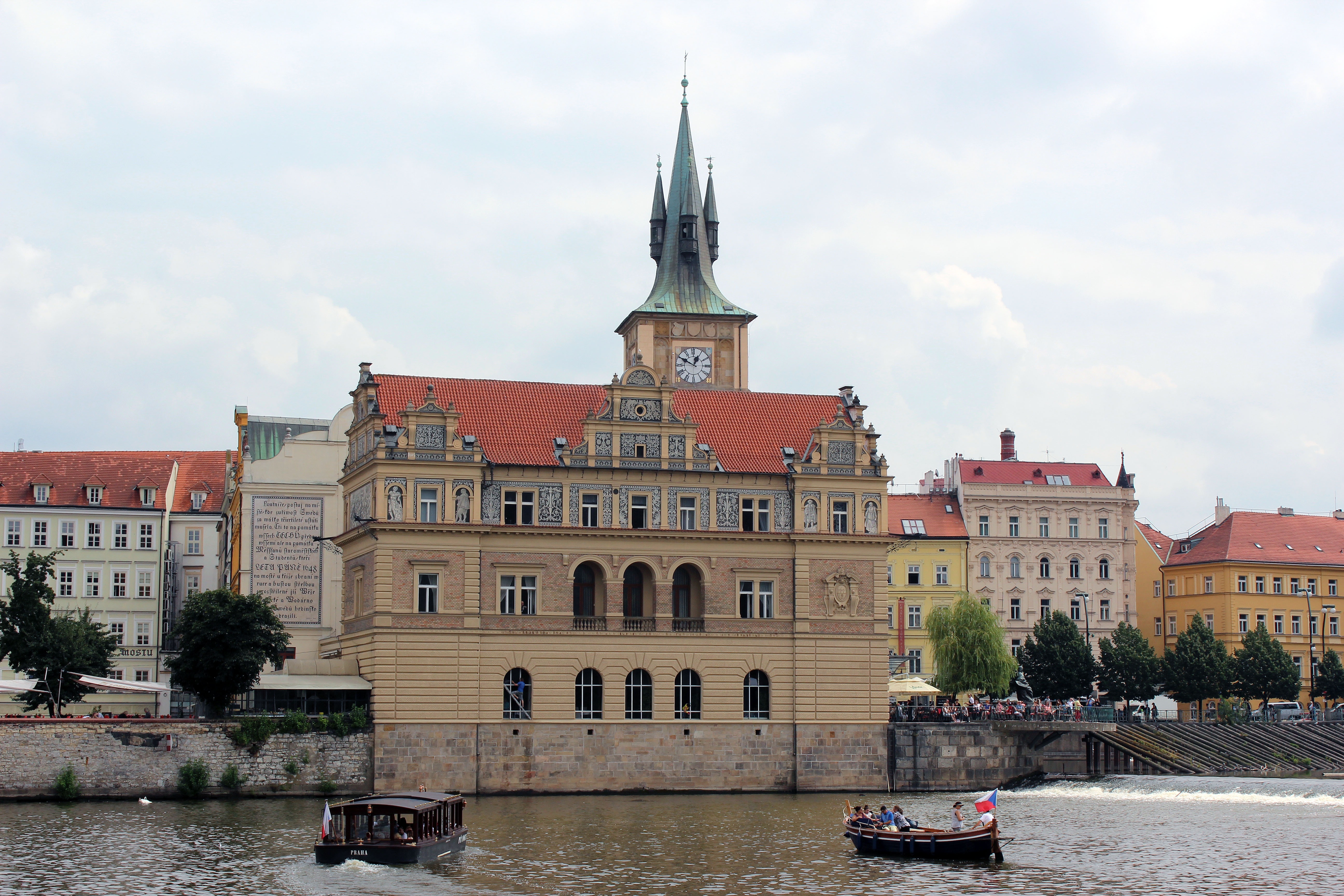 cruise, architecture, building, czech republic, tower, city, travel, front, history, building exterior, waterfront, passenger craft, day, nature, river, HD Wallpaper