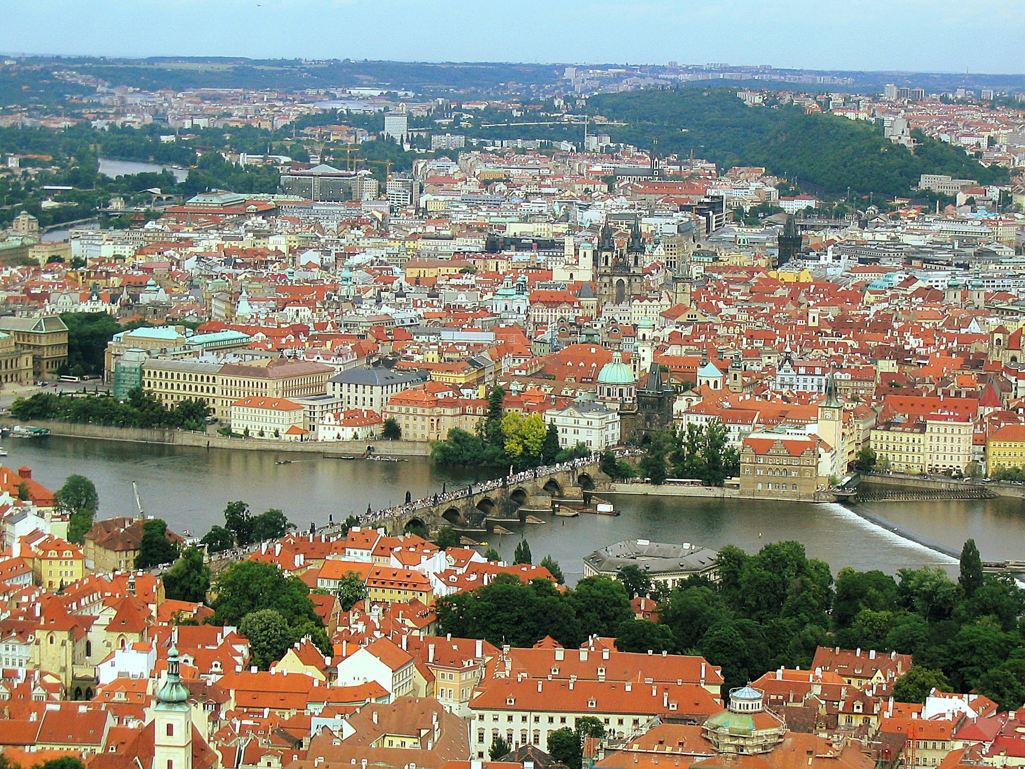 view, charles bridge, building exterior, building, bridge - man made structure, nature, day, residential district, tree, moldova, travel destinations, prague, HD Wallpaper