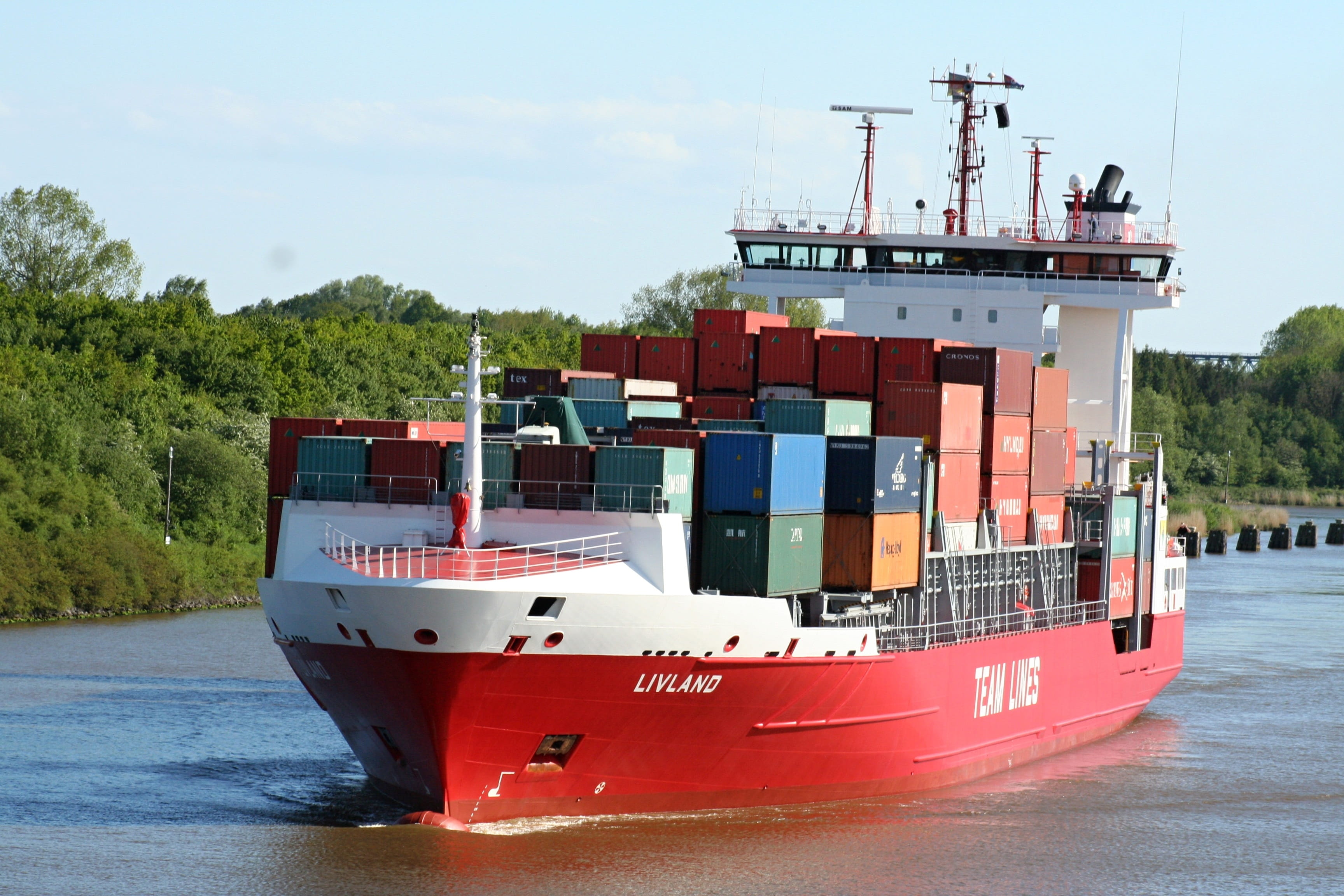 red, no people, frachtschiff, seafaring, transportation, nok, sea, water, container, moored, ship, Ship, 2K, anchored, daytime, channel, Boot, nature, HD Wallpaper