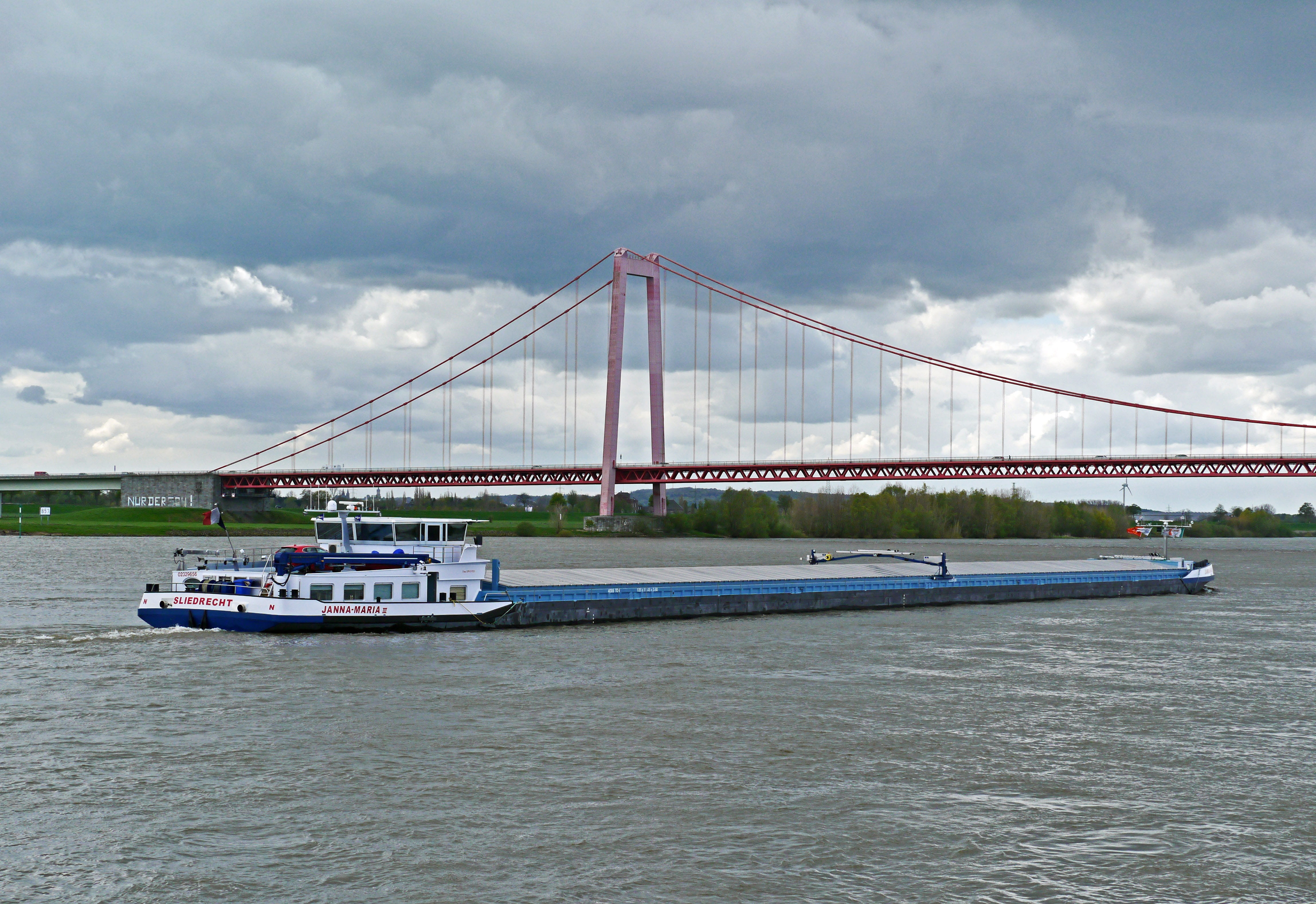 bay, river landscape, tourism, rheinbrücke, bridge - man made structure, rotterdam, cloud - sky, descent, landscape, travel, Niederrhein, Shipping, frachtschiff, HD Wallpaper