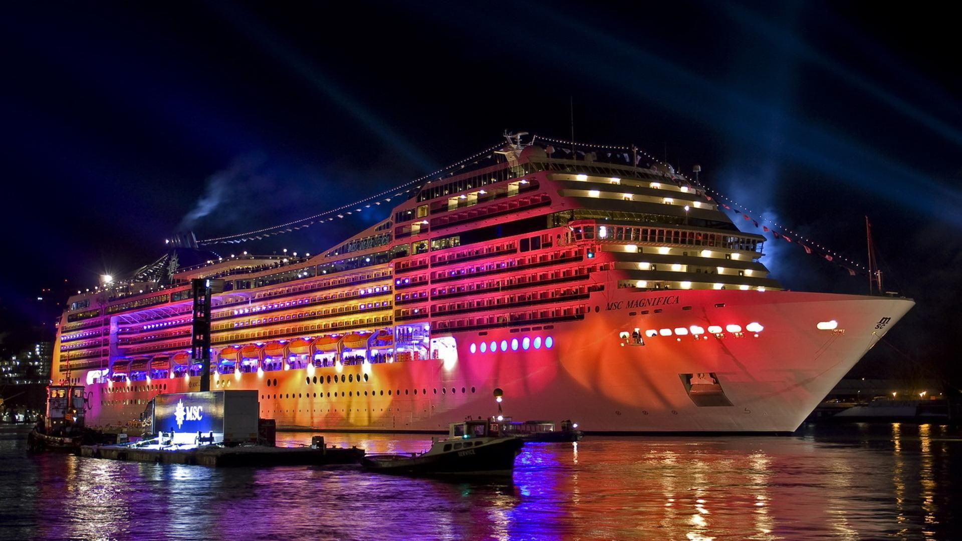 boat, 1080P, boats, msc, color, cruise, water, people, magnifica, white, ship, HD Wallpaper