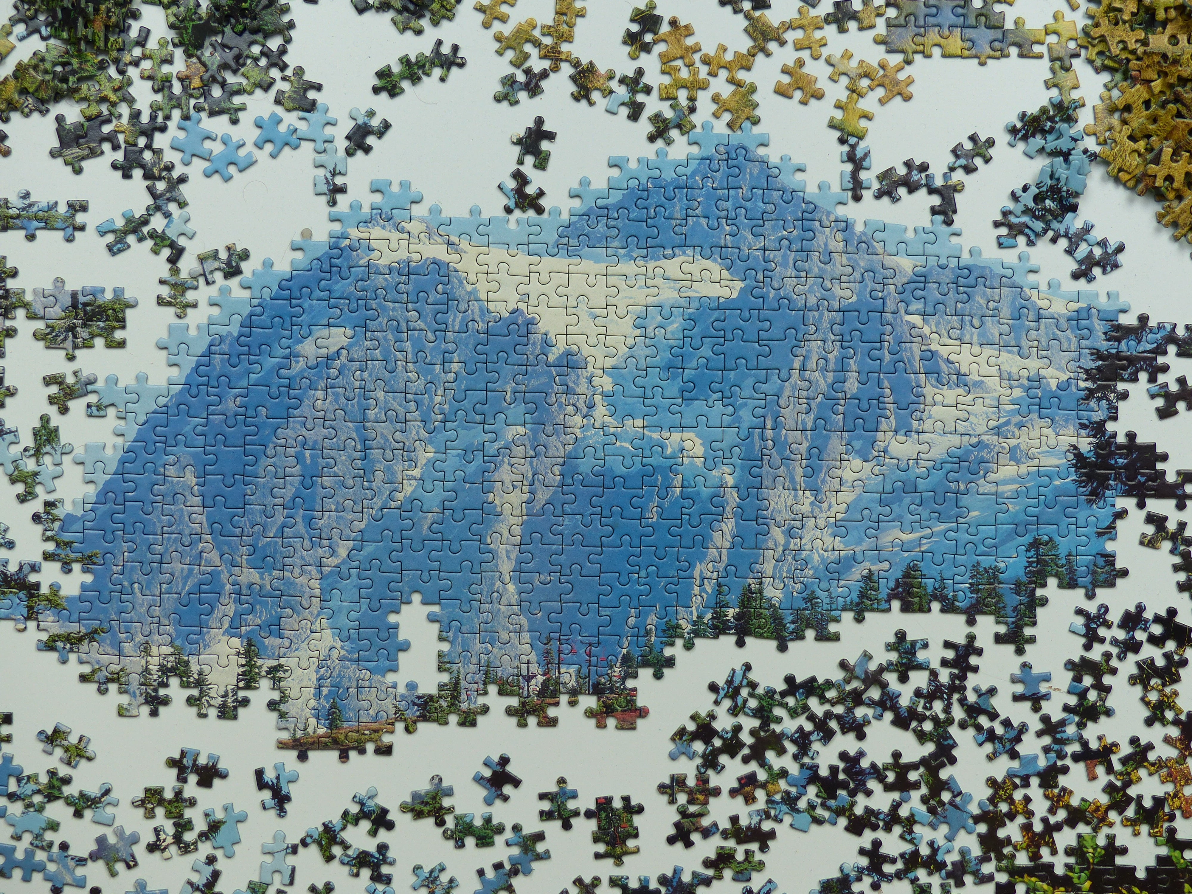 puzzle, pattern, glacier mountain, play, map, mountain, particles, outdoors, tree, 4K, share, covered, leisure activity, image, whatcom county, winter, HD Wallpaper