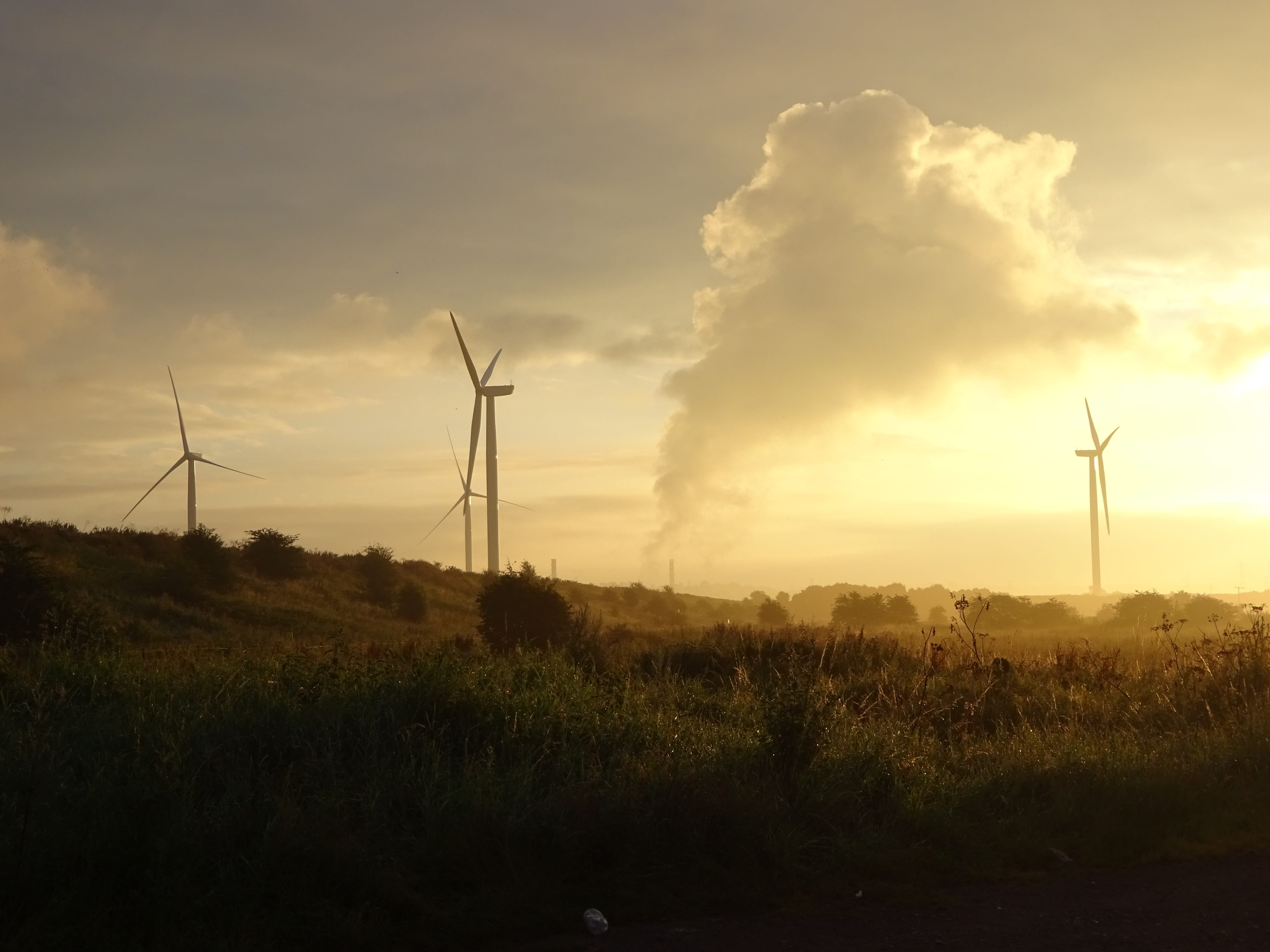 eco, 4K, wind power, wind turbine, field, Environment, sustainable resources, industry, outdoors, gas, landscape, cloud - sky, Pollution, sky, technology, HD Wallpaper