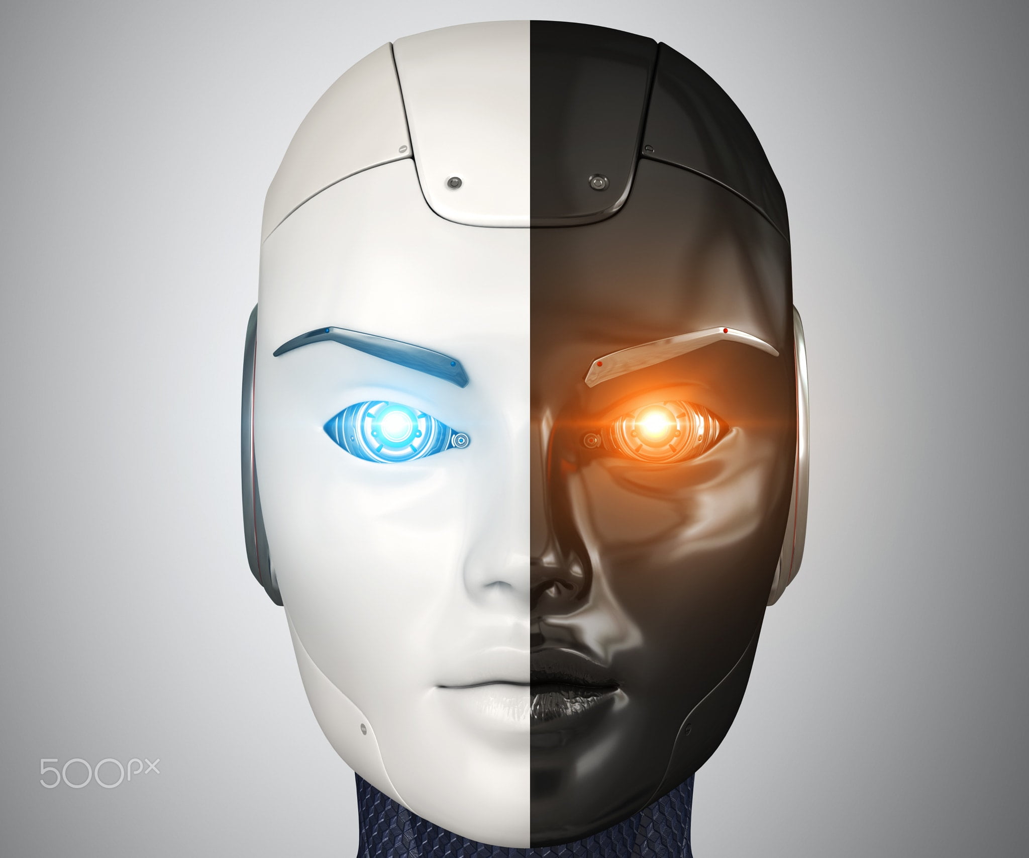 digital art, representation, innovation, front view, studio shot, robot, digital composite, mannequin, human representation, human face, close-up, gray background, HD Wallpaper