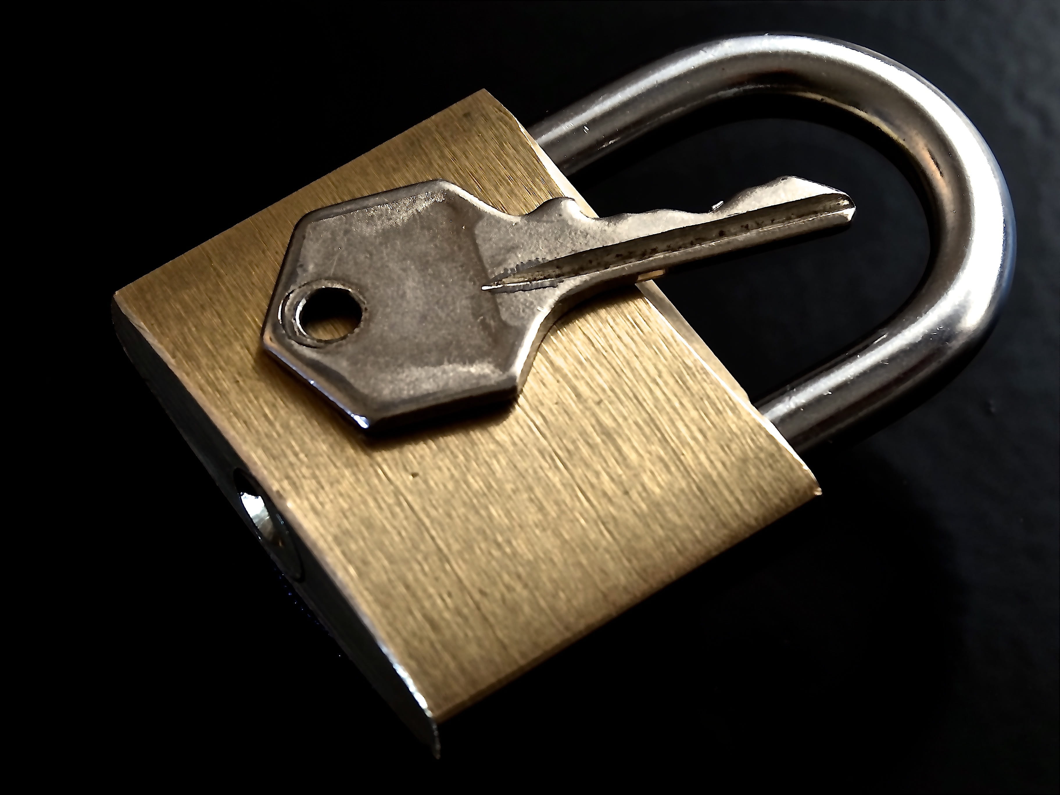 silver colored, security System, U-Lock, Metal, studio shot, shiny, protection, close-up, brass, golden, Closed, cut out, black background, sharp, to, backed up, HD Wallpaper