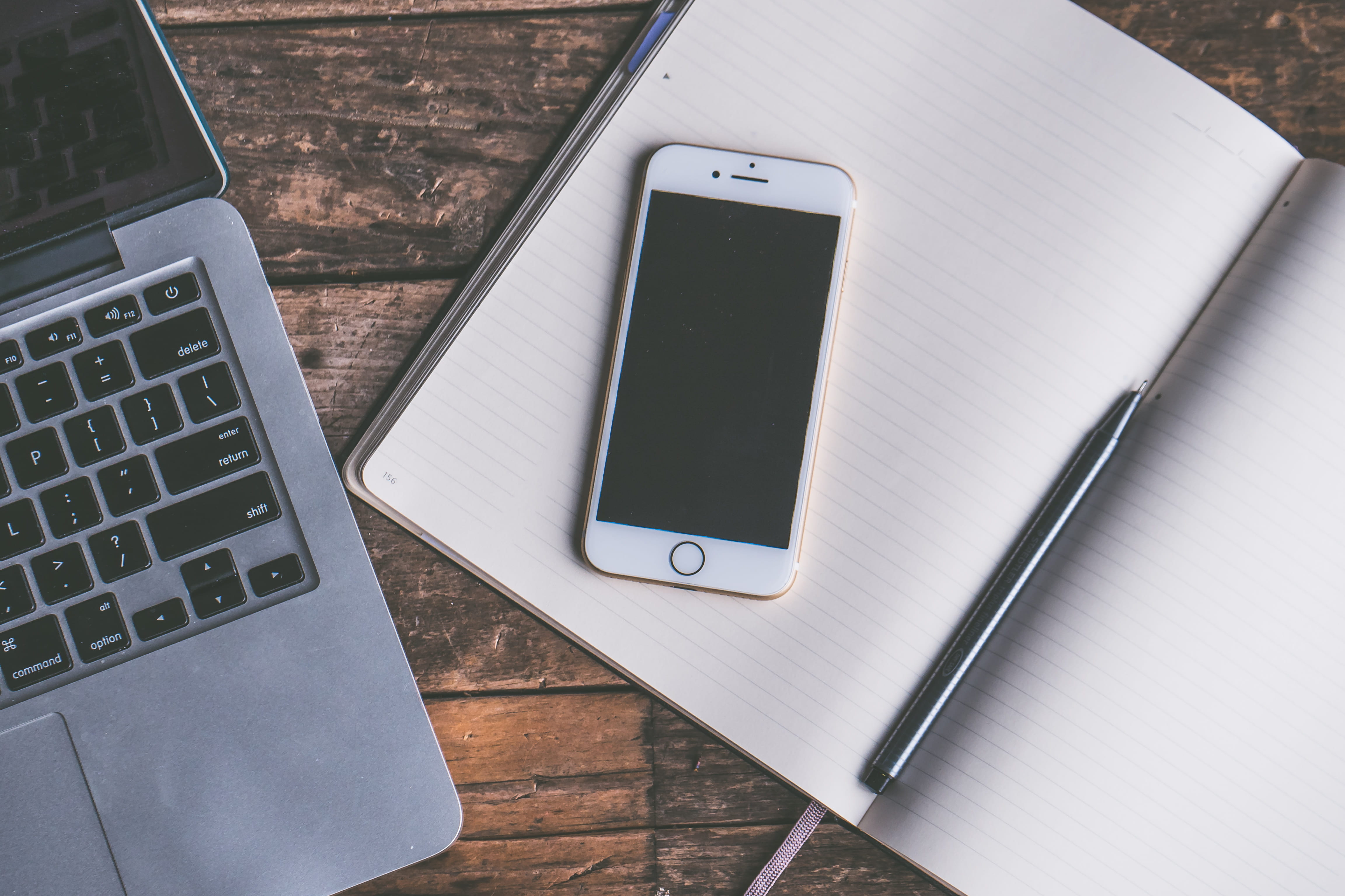 macbook, modern, page, office, desk, facts, keyboard, workplace, portable, wood - material, telecommunications equipment, journal, communication, background, HD Wallpaper