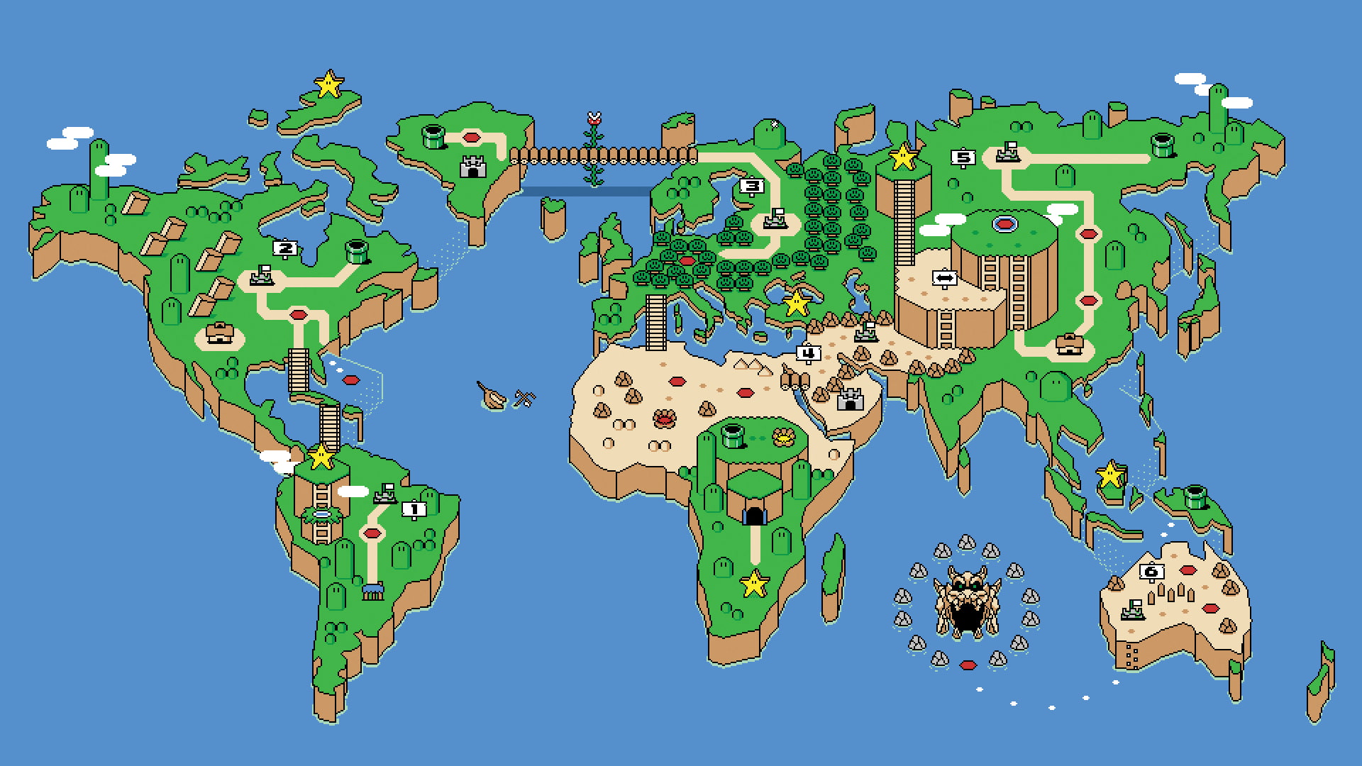 map, SNES, 1080P, Super Mario, HD Wallpaper