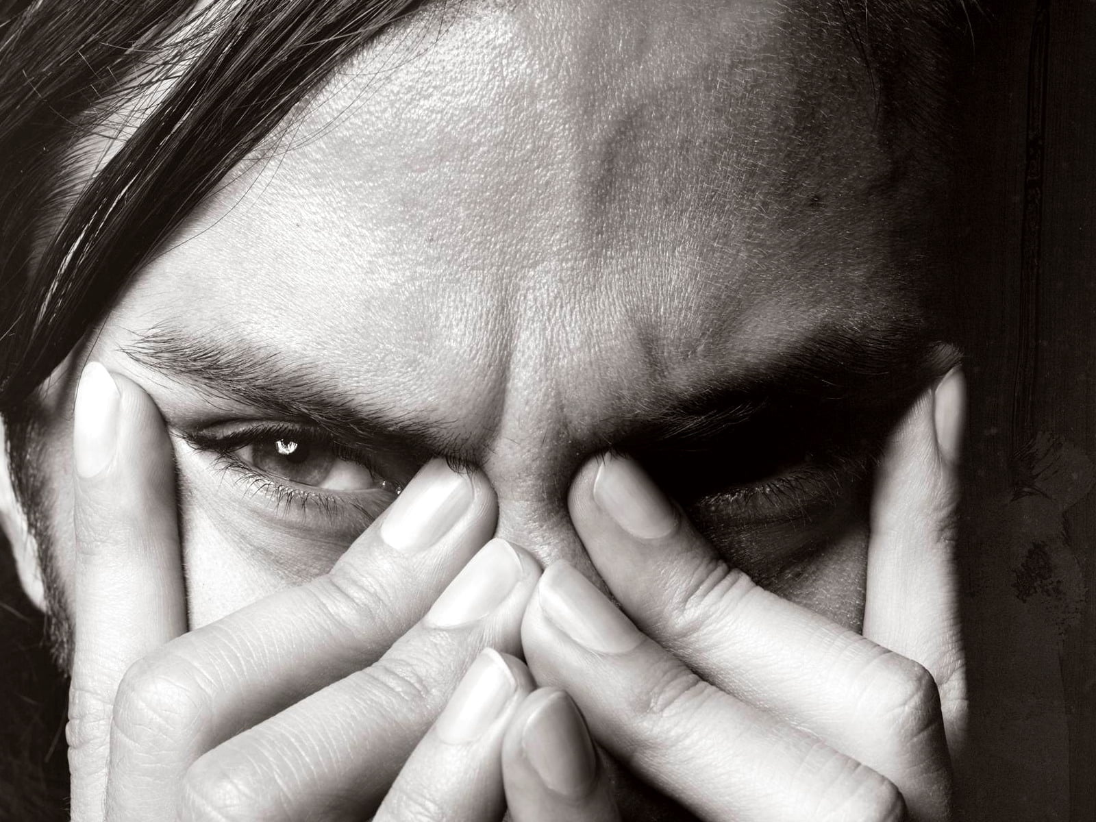 young adult, solitude, headshot, black white, males, human body part, finger, despair, loneliness, negative Emotion, woman, human Head, human Hand, females, HD Wallpaper