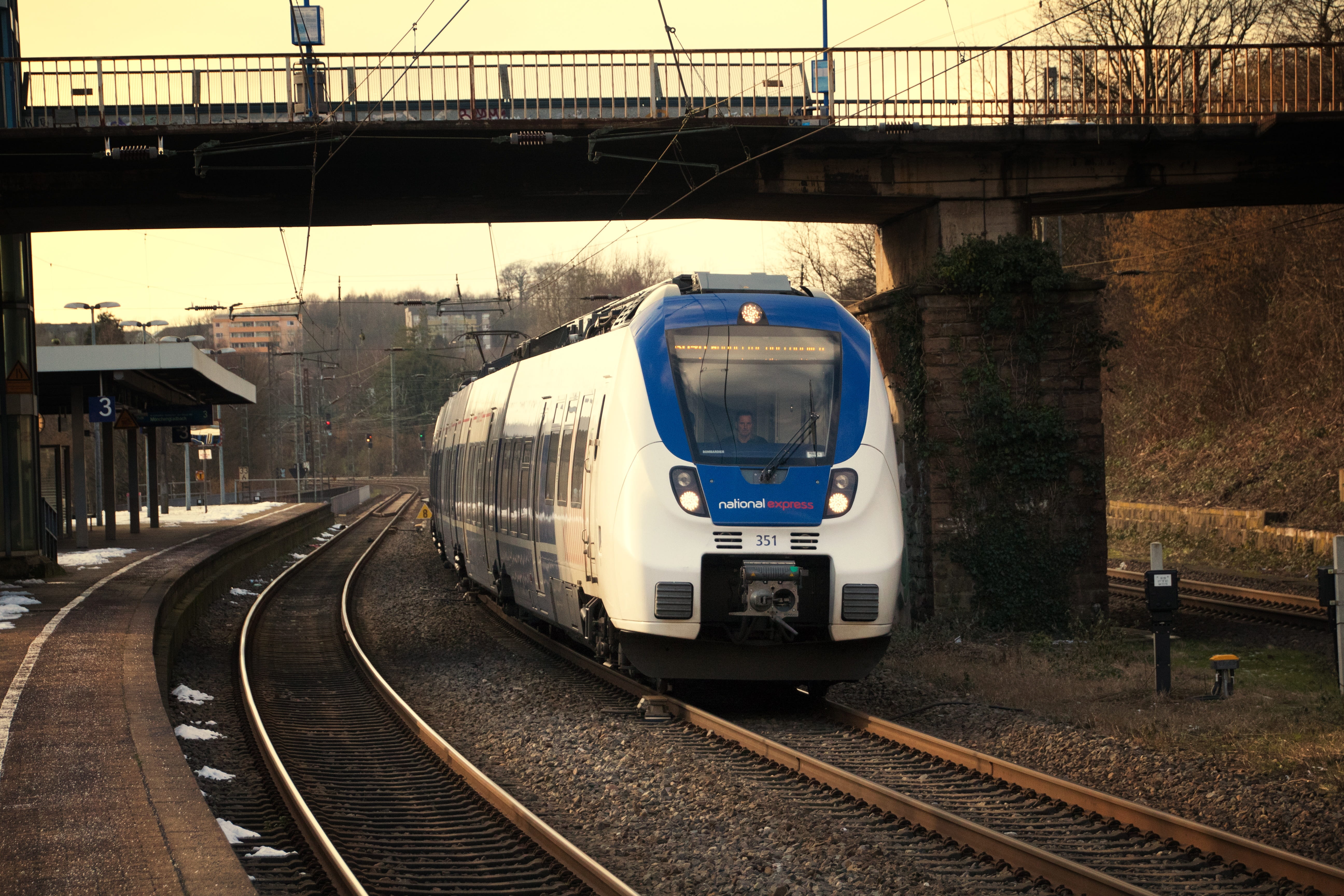 railway line, transport system, speed, rail transportation, steel, railroad car, transportation, travel, passenger train, horizontal, 5K, railway, bridge - man made structure, HD Wallpaper