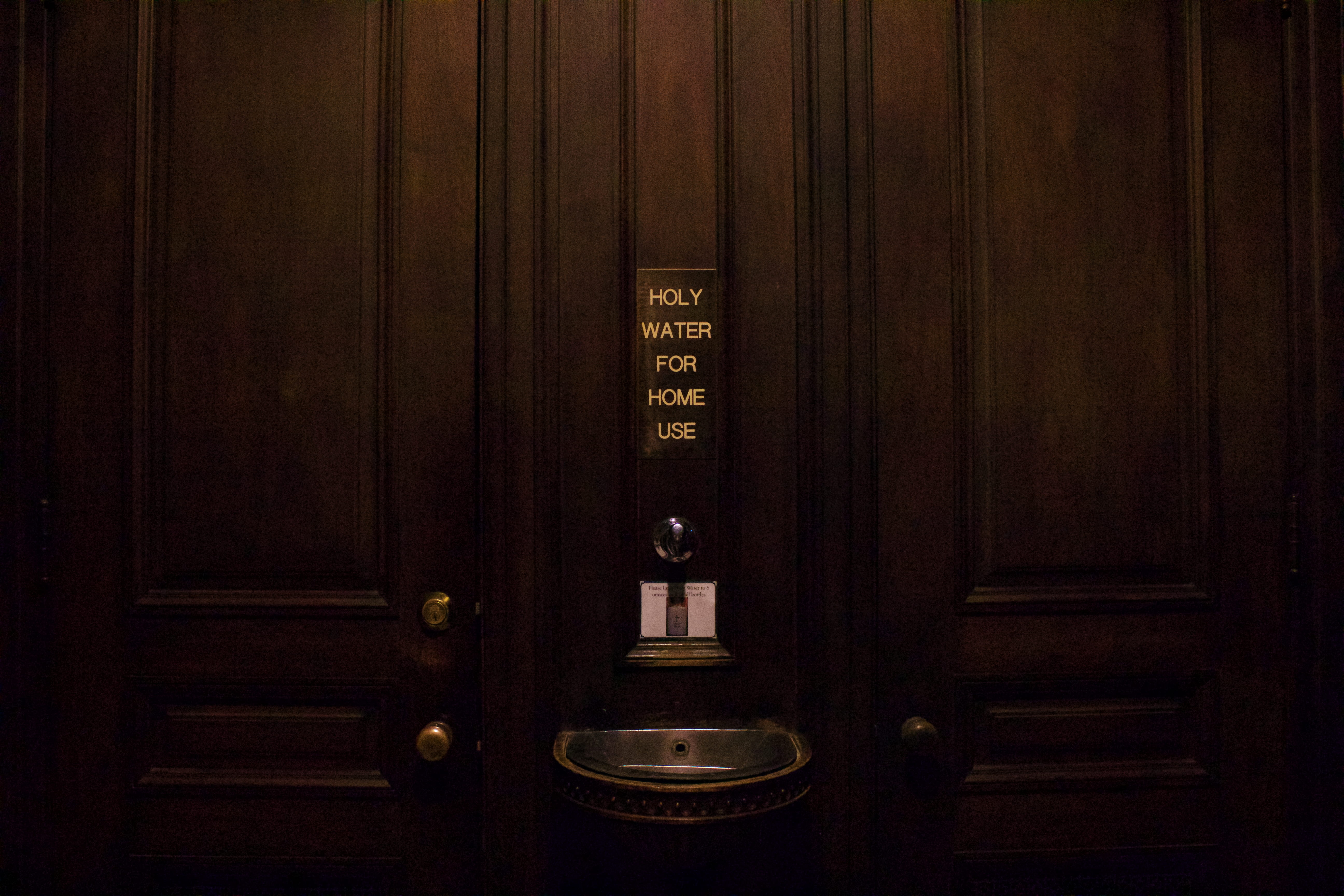 catholic, no people, text, mounted, knob, use, church, sign, closed, detail, single object, public building, holy water, western script, instructions, door, HD Wallpaper
