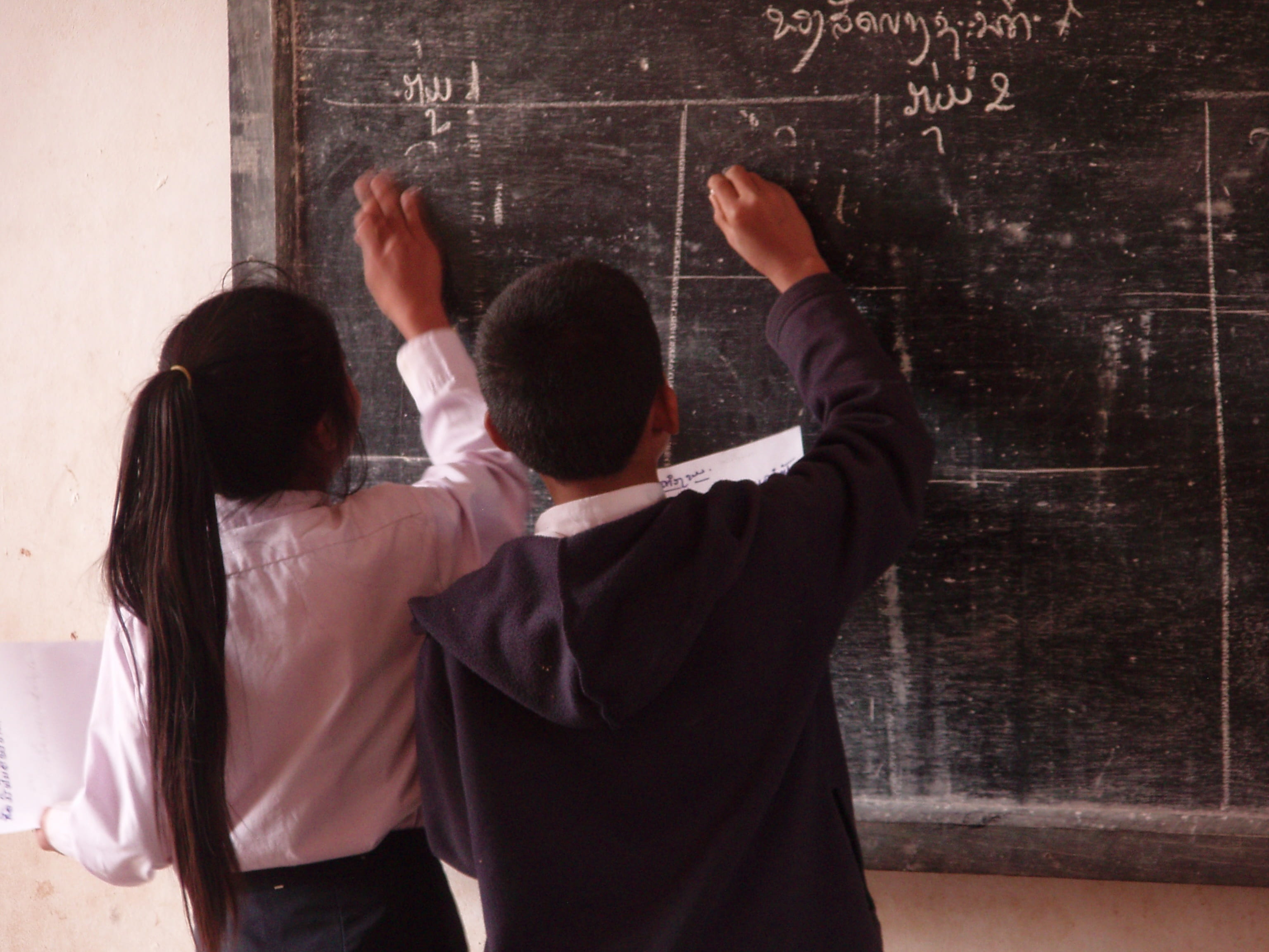 laos, work group, classroom, positive emotion, southern laos, arms raised, teacher, young, emotion, group, person, dress, studies, standing, boy, 2K, notebook, HD Wallpaper