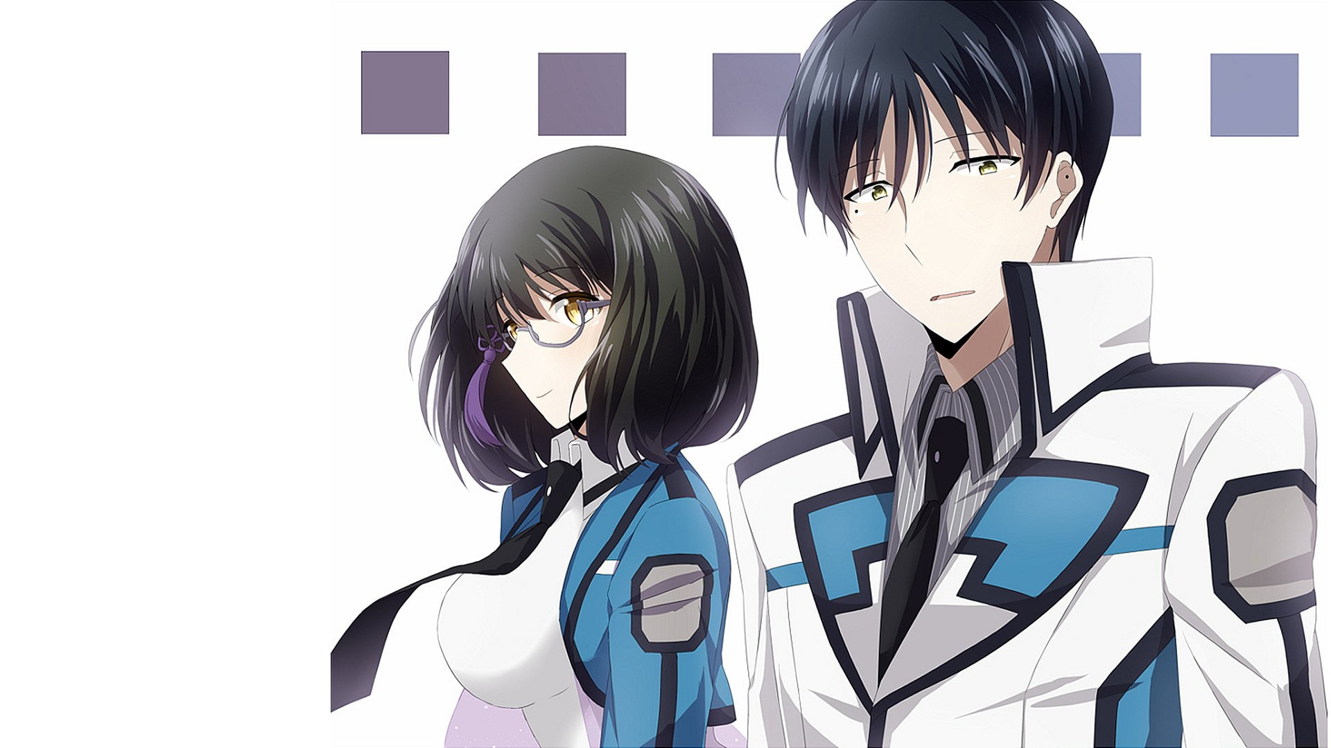 portrait, Anime, bangs, one person, headshot, studio shot, looking at camera, digital composite, glasses, text, music, The Irregular at Magic High School, HD Wallpaper