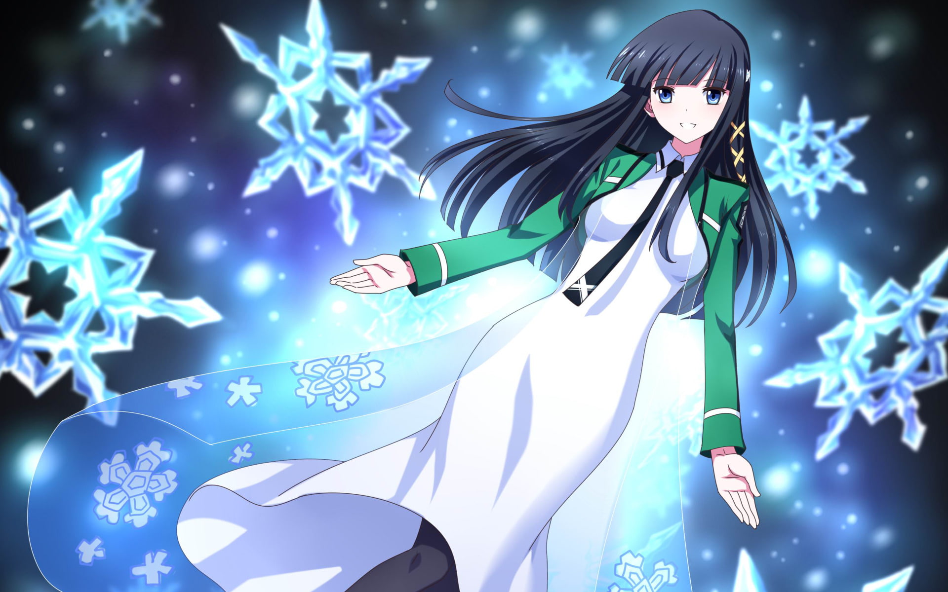 nightlife, portrait, one person, young adult, cold temperature, blue, arts culture and entertainment, snow, illuminated, event, The Irregular at Magic High School, HD Wallpaper