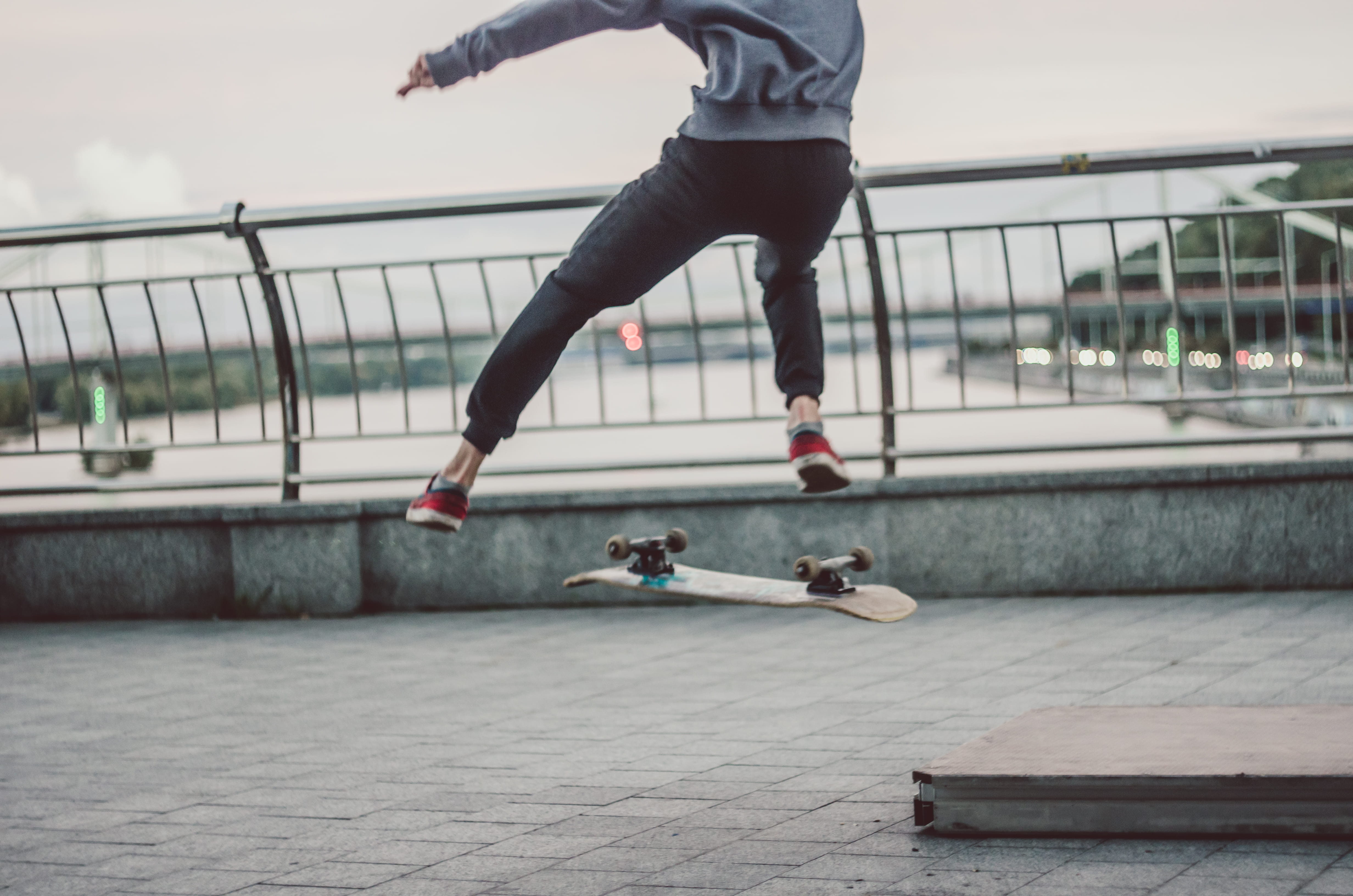 lifestyles, stunt, focus, transportation, urban, person, grey, terminal, using, day, bike, near, body, people, skateboard, railway, pier, train station, HD Wallpaper