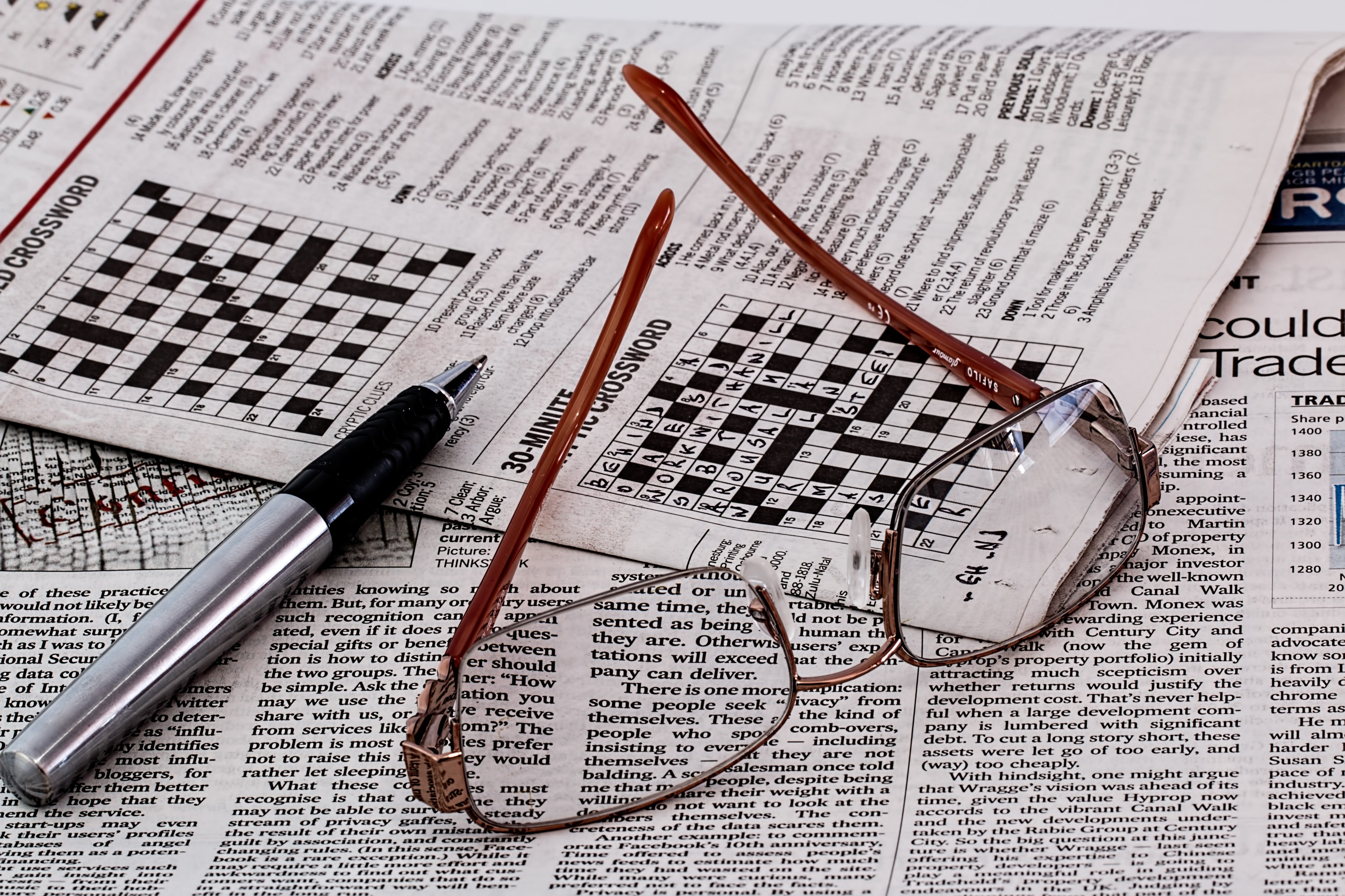 pattern, connection, publication, quiz, indoors, newspaper, table, still life, number, text, puzzle, close-up, 5K, eyeglasses, frame, book, technology, HD Wallpaper