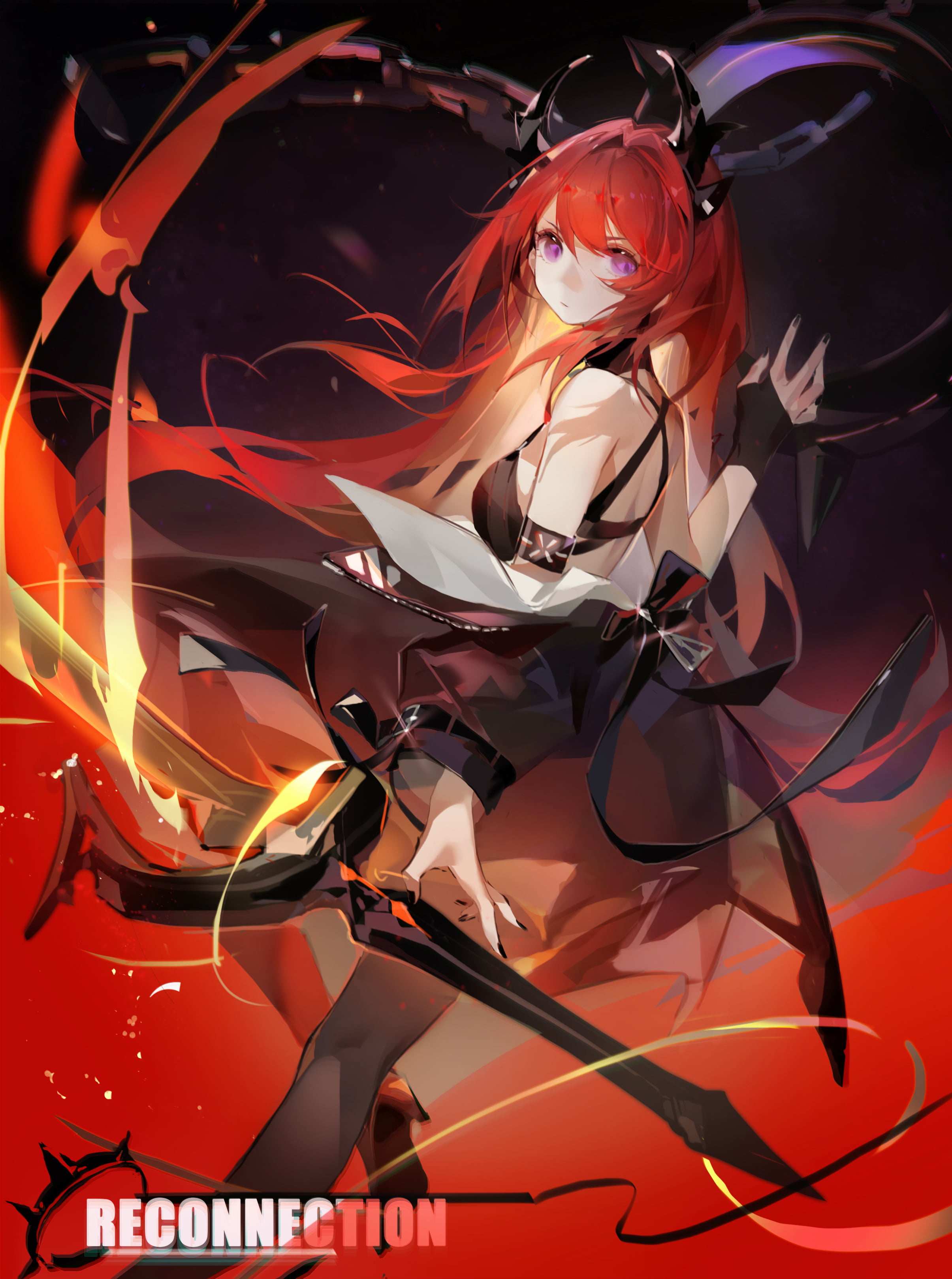 2K, portrait display, redhead, Ruo Gan Zhua, Arknights, Girl With Weapon, anime girls, horns, Phone HD Wallpaper