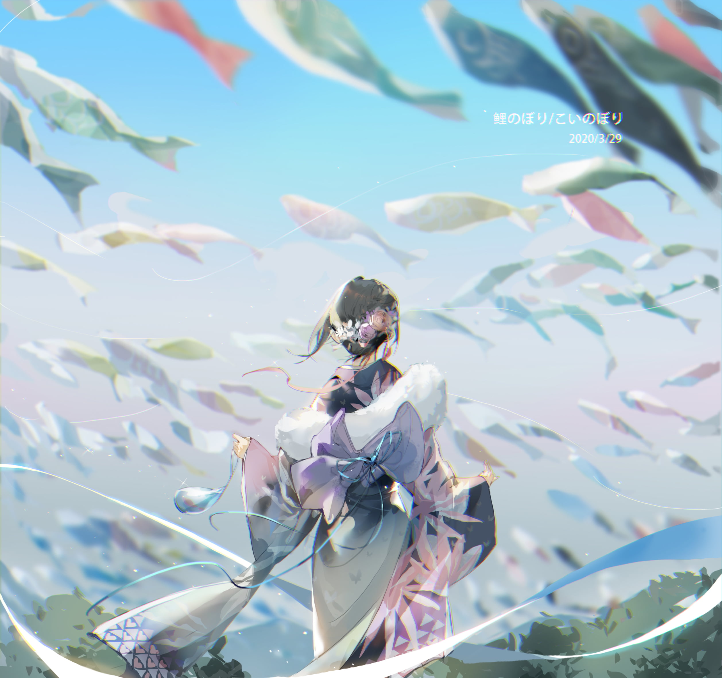 portrait display, fish, anime girls, 1080P, Ruo Gan Zhua, HD Wallpaper