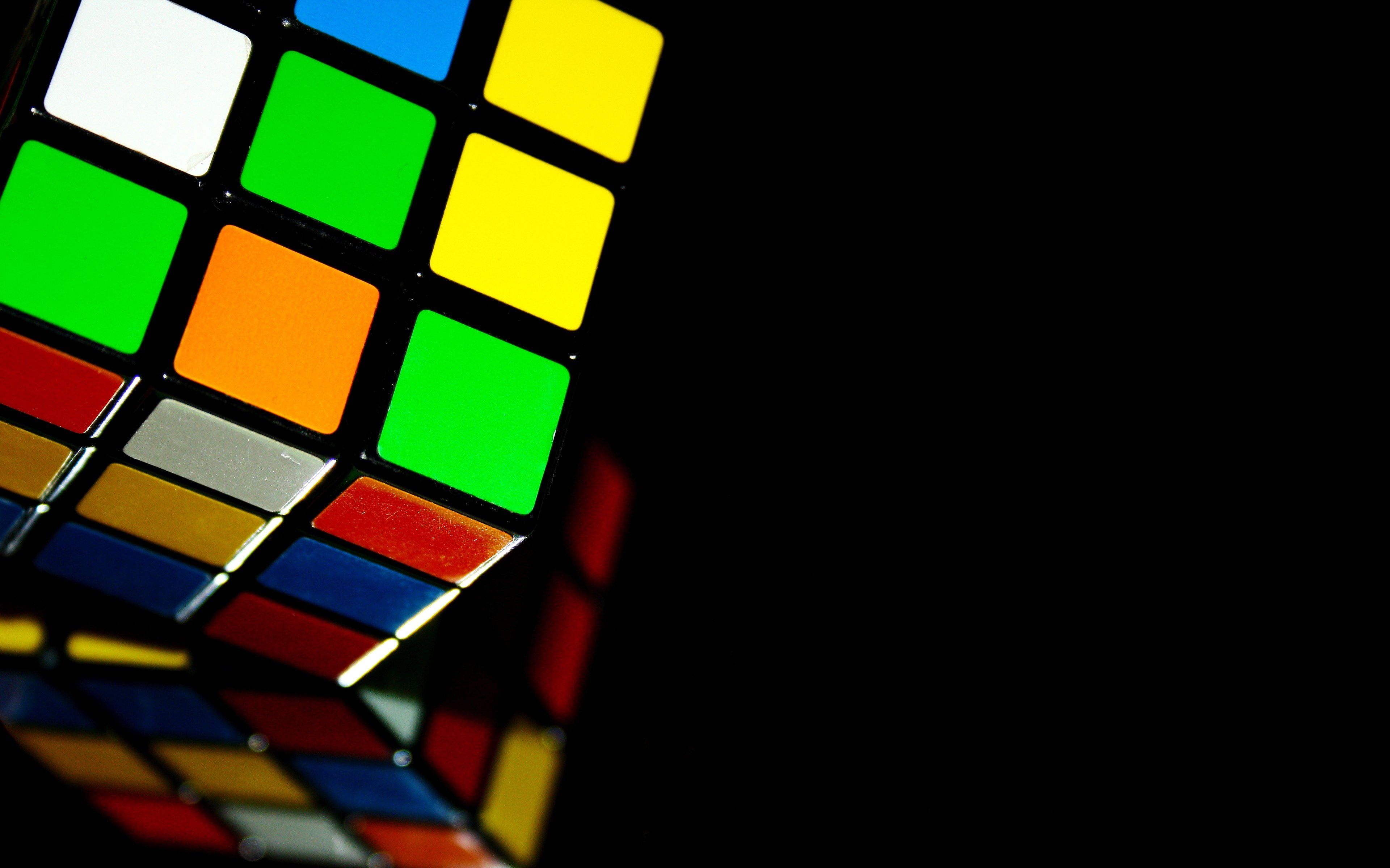 Puzzles, Colorful, cube, Simple Background, Rubiks Cube, 4K, reflection, HD Wallpaper