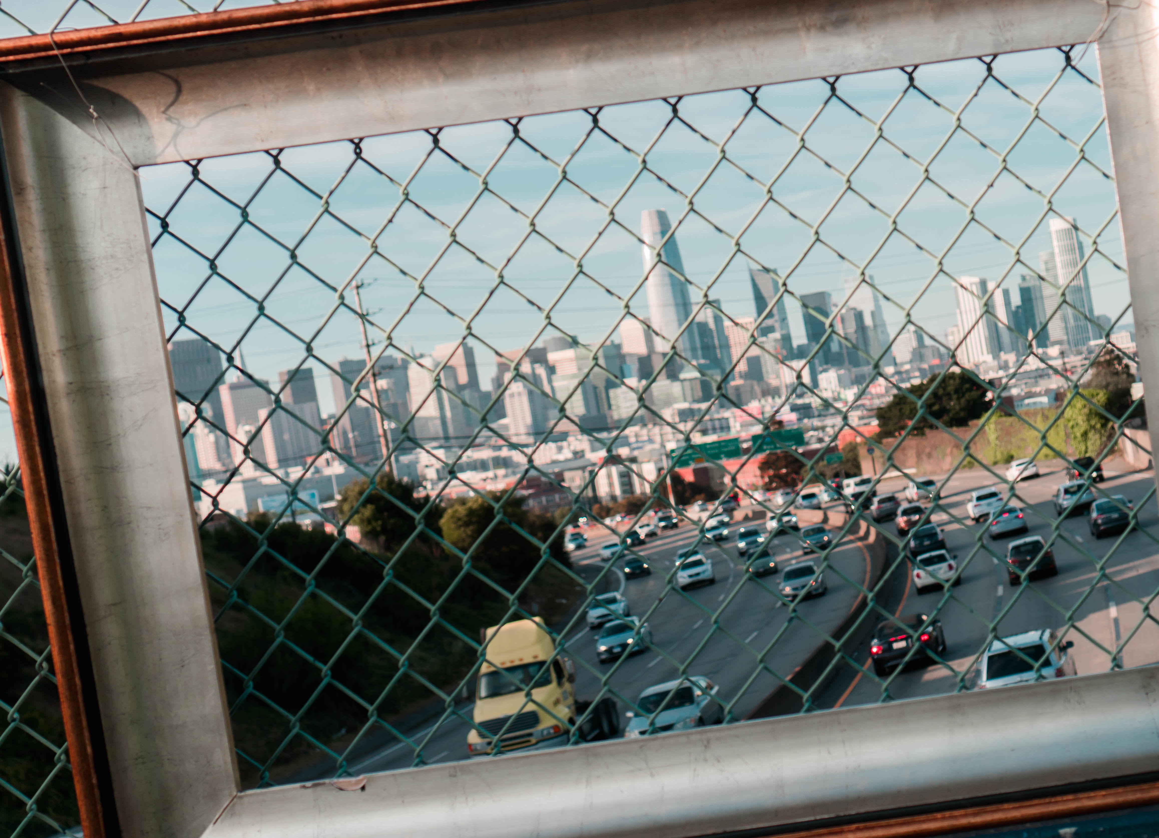 city, railing, metal, chainlink fence, bird, rise, san francisco, boundary, bay area, safety, car, animal, banister, military, building exterior, window, HD Wallpaper