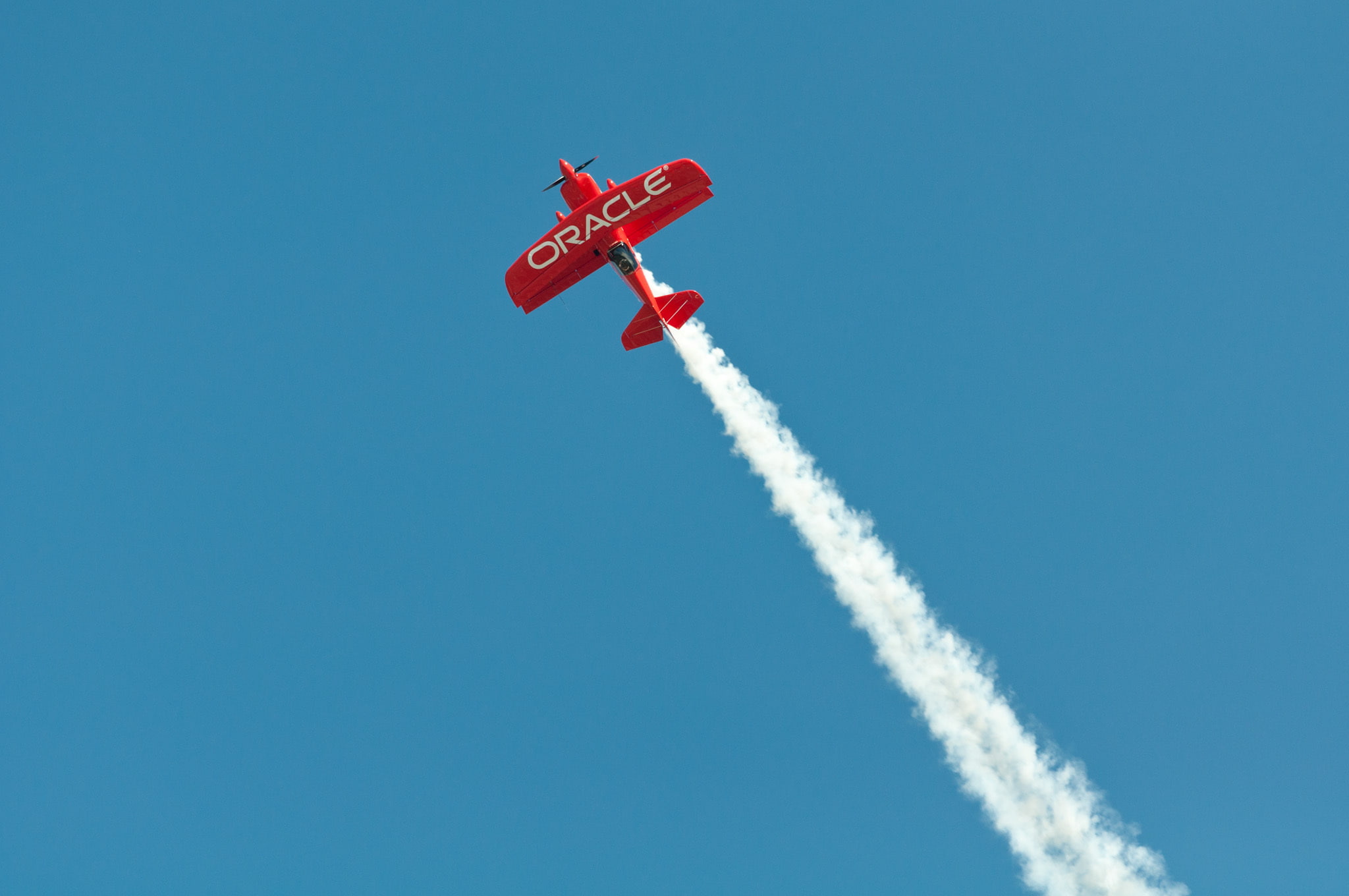 red, 1080P, airplane, Oracle, The plane, smoke, HD Wallpaper