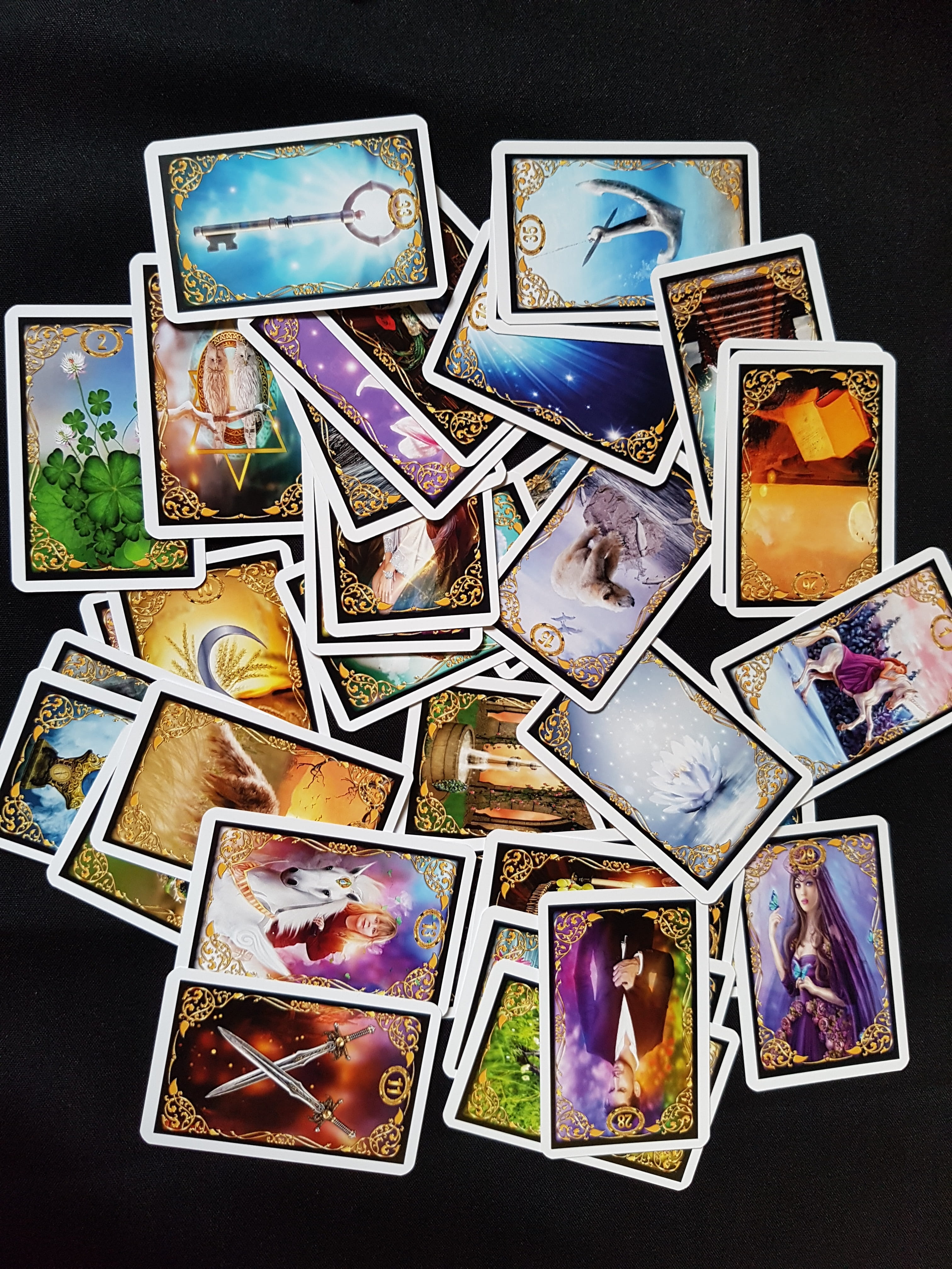 medium, high angle view, card, creativity, picture frame, large group of objects, frame, close-up, oracle, variation, new age, container, studio shot, table, Phone HD Wallpaper