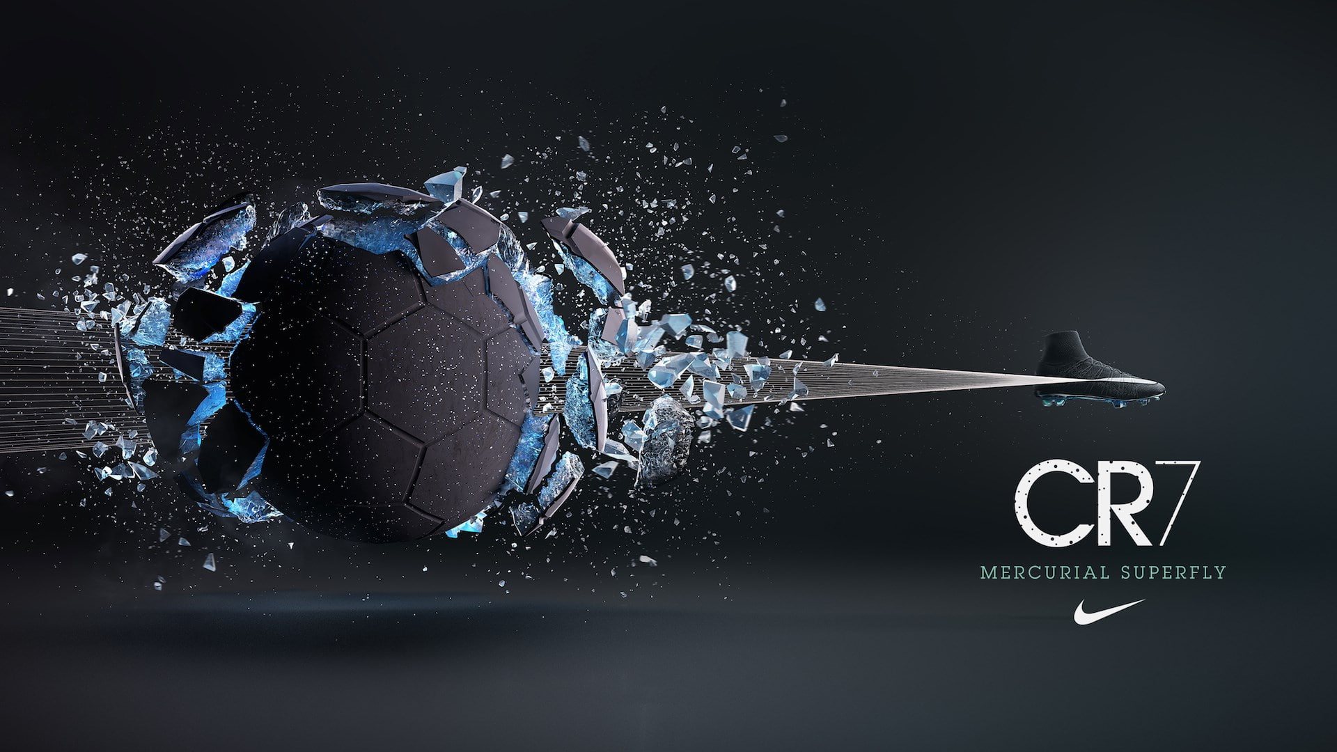 1080P, cr7  images, motion, communication, splashing, sport, healthcare and medicine, speed, science, control, black background, no people, indoors, destruction, HD Wallpaper