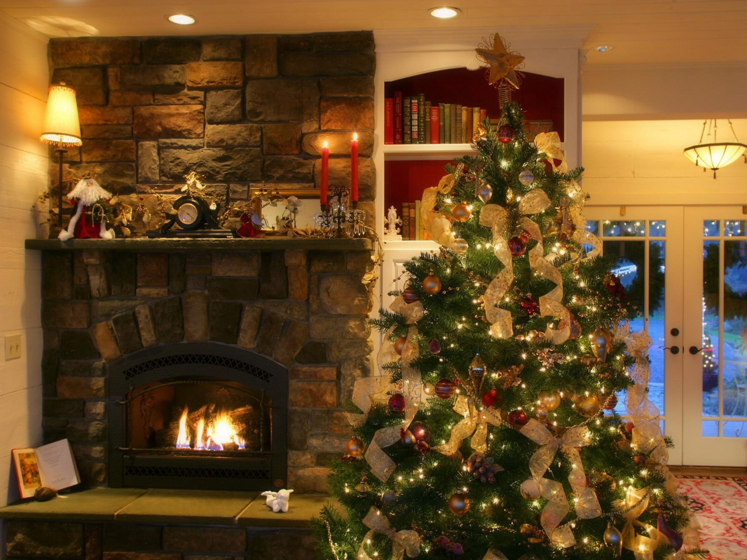 christmas, www wall321 com, 2560x1920, 1600x1200, 2K, fireplace, HD Wallpaper