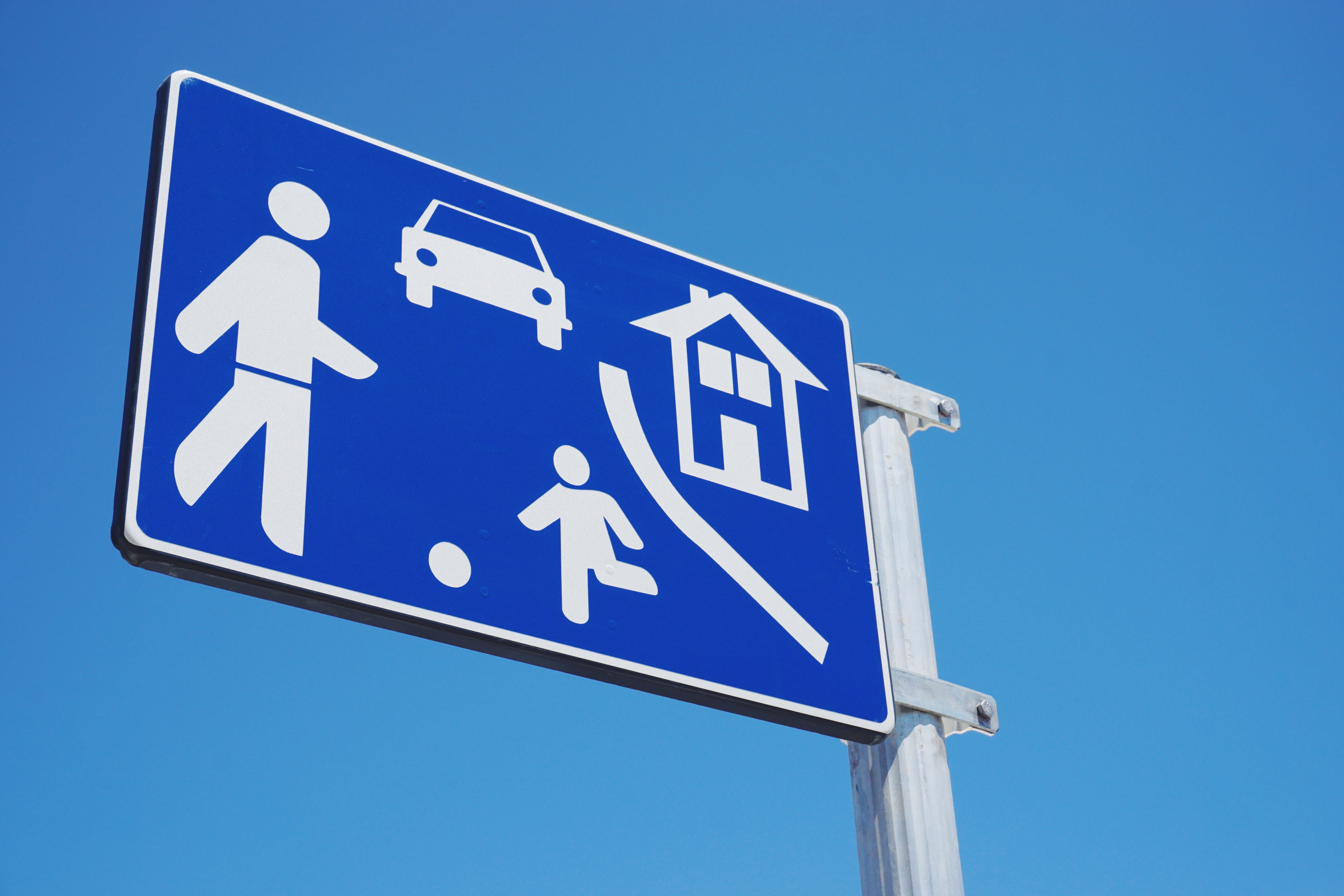 sign, information sign, transportation, traffic, football, sunny, outdoors, adult, no people, white, drive, directional sign, sky, guidance, communication, HD Wallpaper