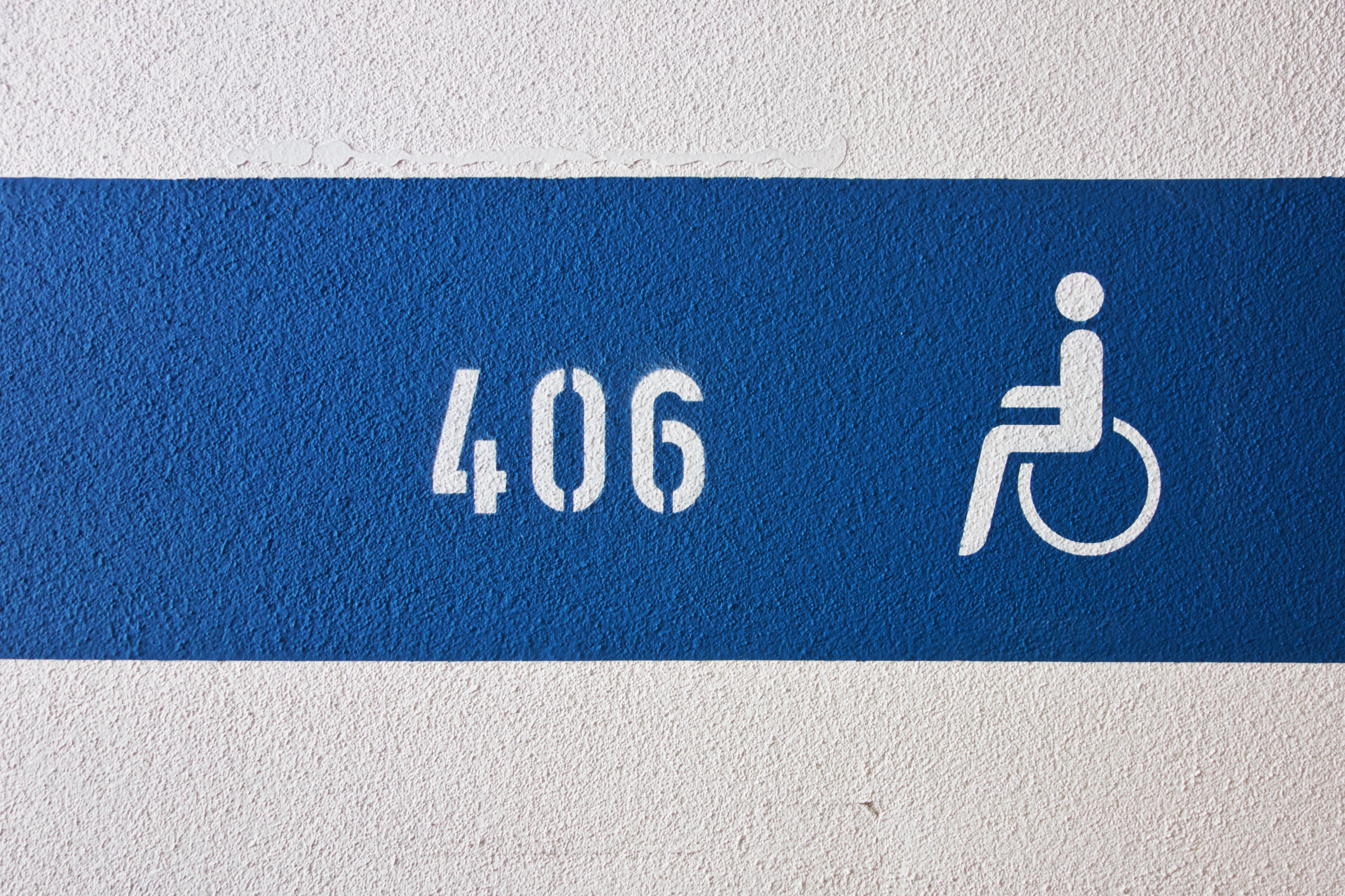 communication, information sign, 4K, disabled, overlay, blue, disabled parking space, 406, number, wheelchair, park, information, text, indoors, close-up, HD Wallpaper