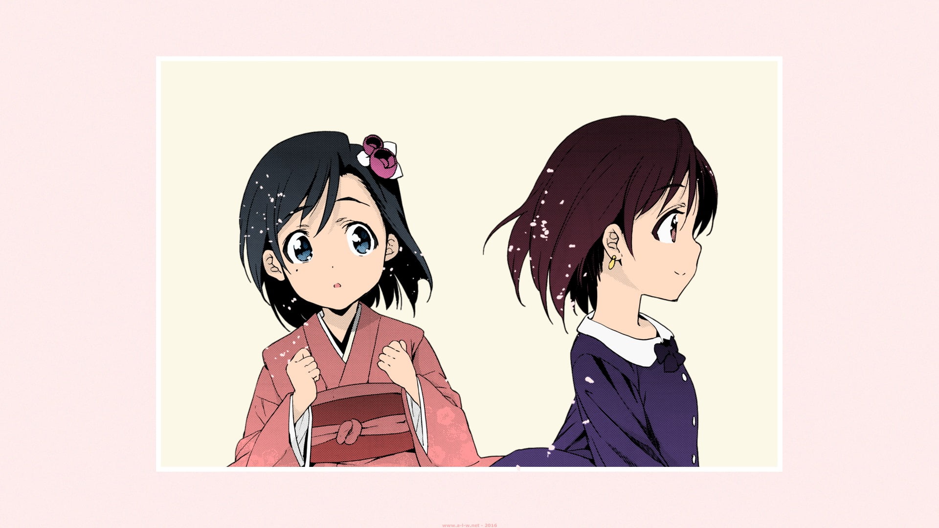 couple - relationship, dark hair, people, women, Inue Shinsuke, child, childhood, hairstyle, adult, short hair, 1080P, blue eyes, depression - sadness, HD Wallpaper