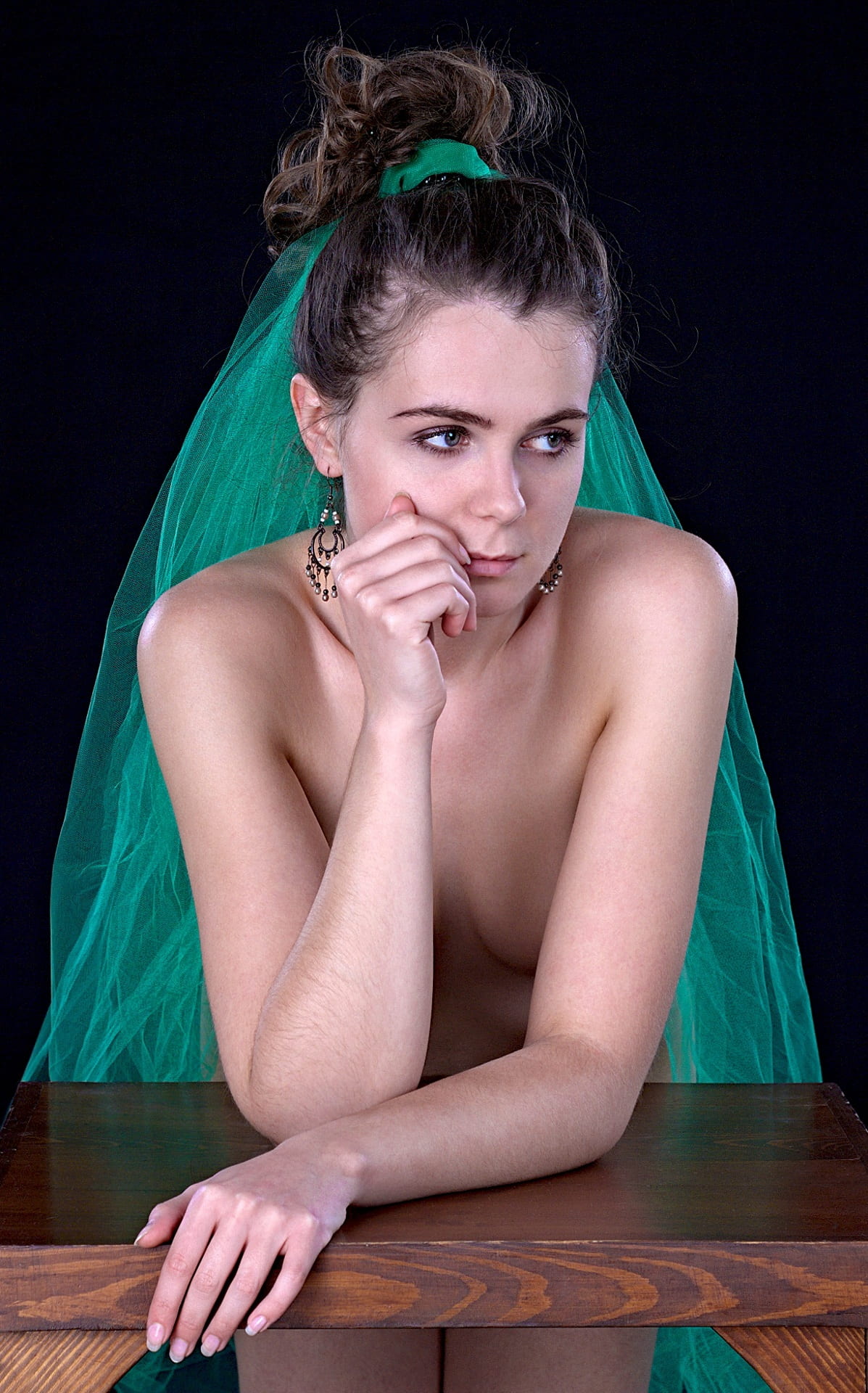 meditation, beautiful woman, wearing, studio shot, young adult, lifestyles, nostalgia, woman, i feel sorry for, dithering, melancholia, veil, women, character, Phone HD Wallpaper