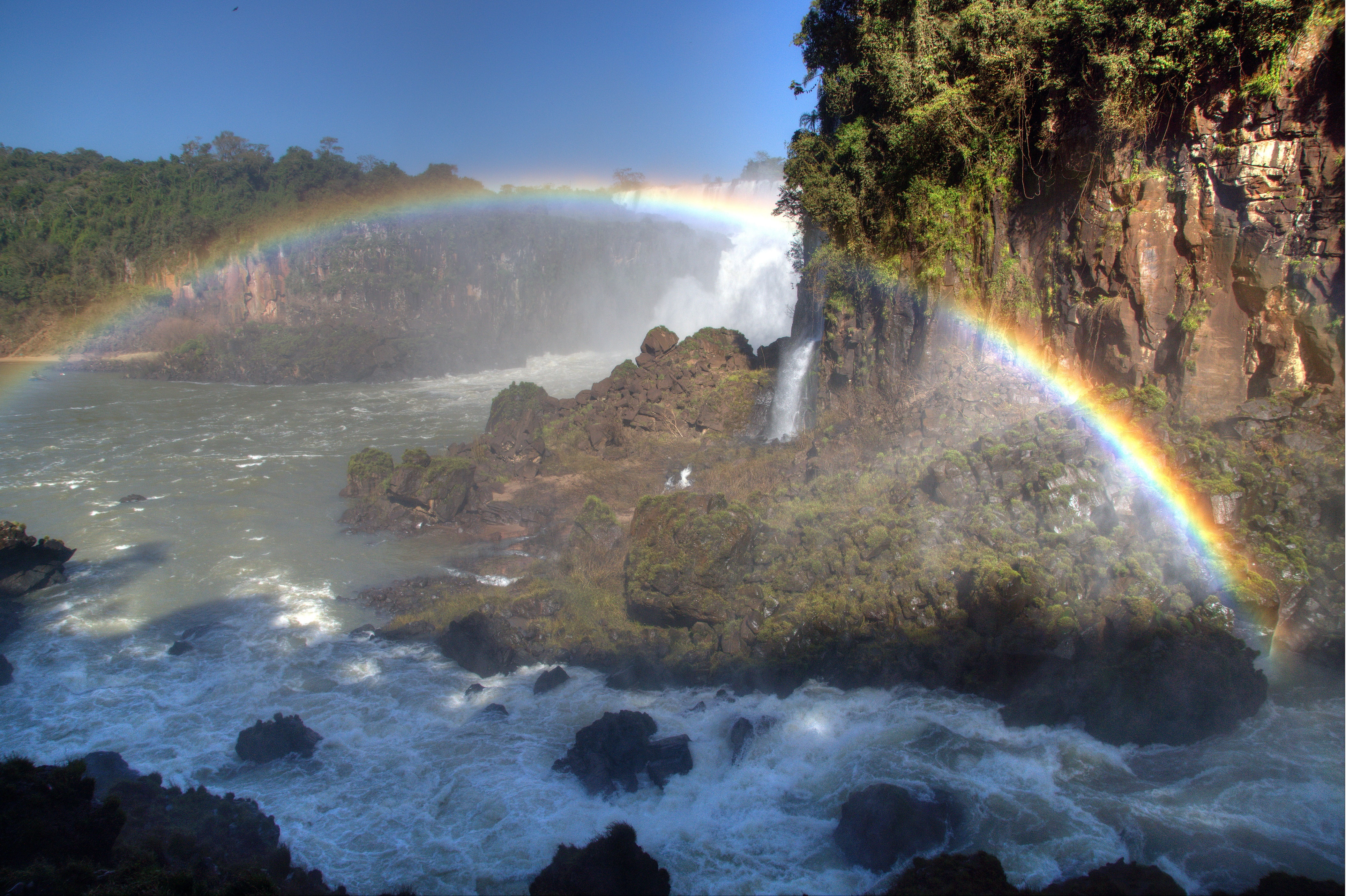squirt, rainbow, 4K, waterfalls, " Big water", considered the eighth wonder of the world, stream, Iguazu, Argentina, HD Wallpaper