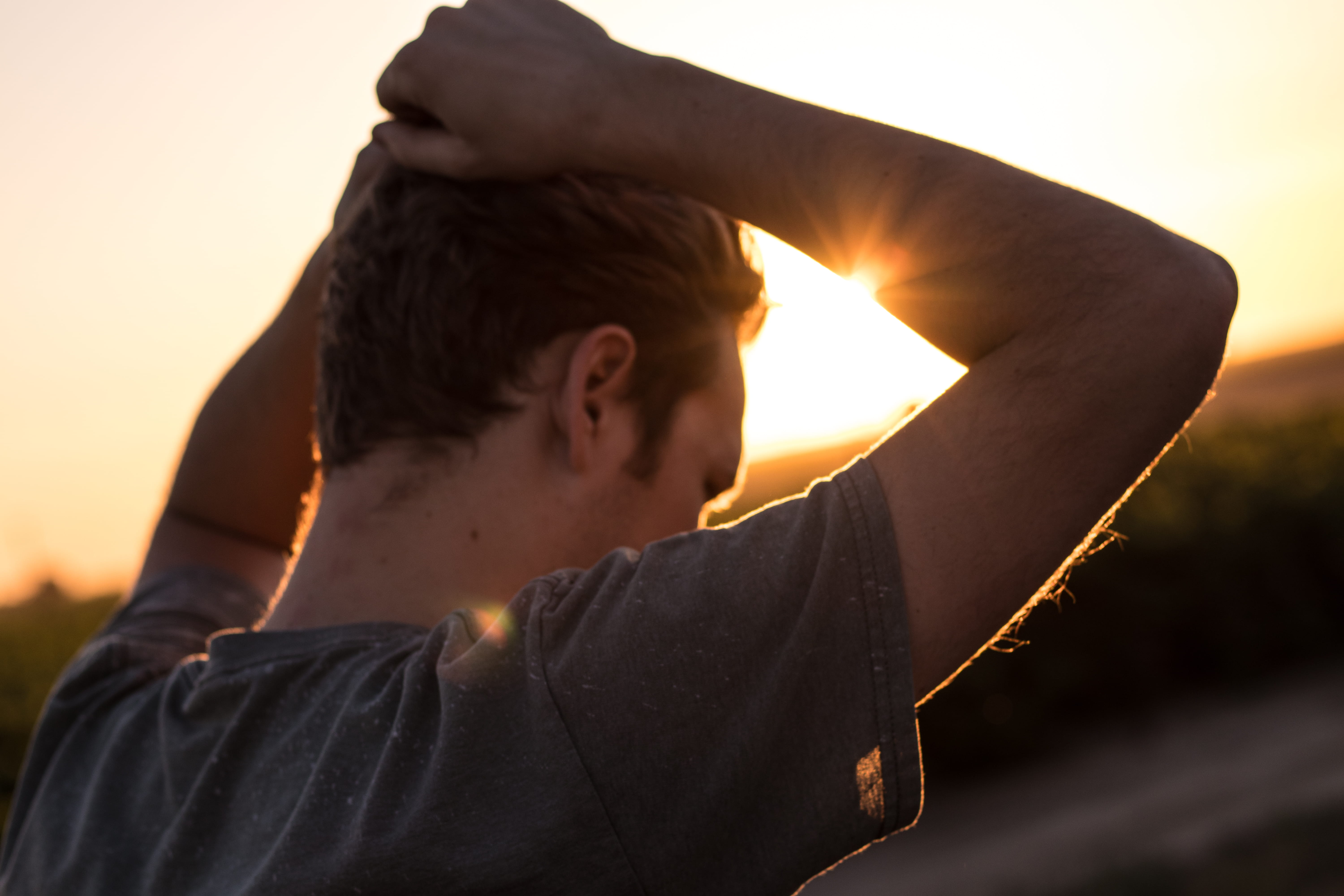 sun, sun flare, outdoors, people, human arm, hair, only men, adults only, holding, relaxation, headshot, young Adult, adult, Ponder, golden hour, arms raised, HD Wallpaper