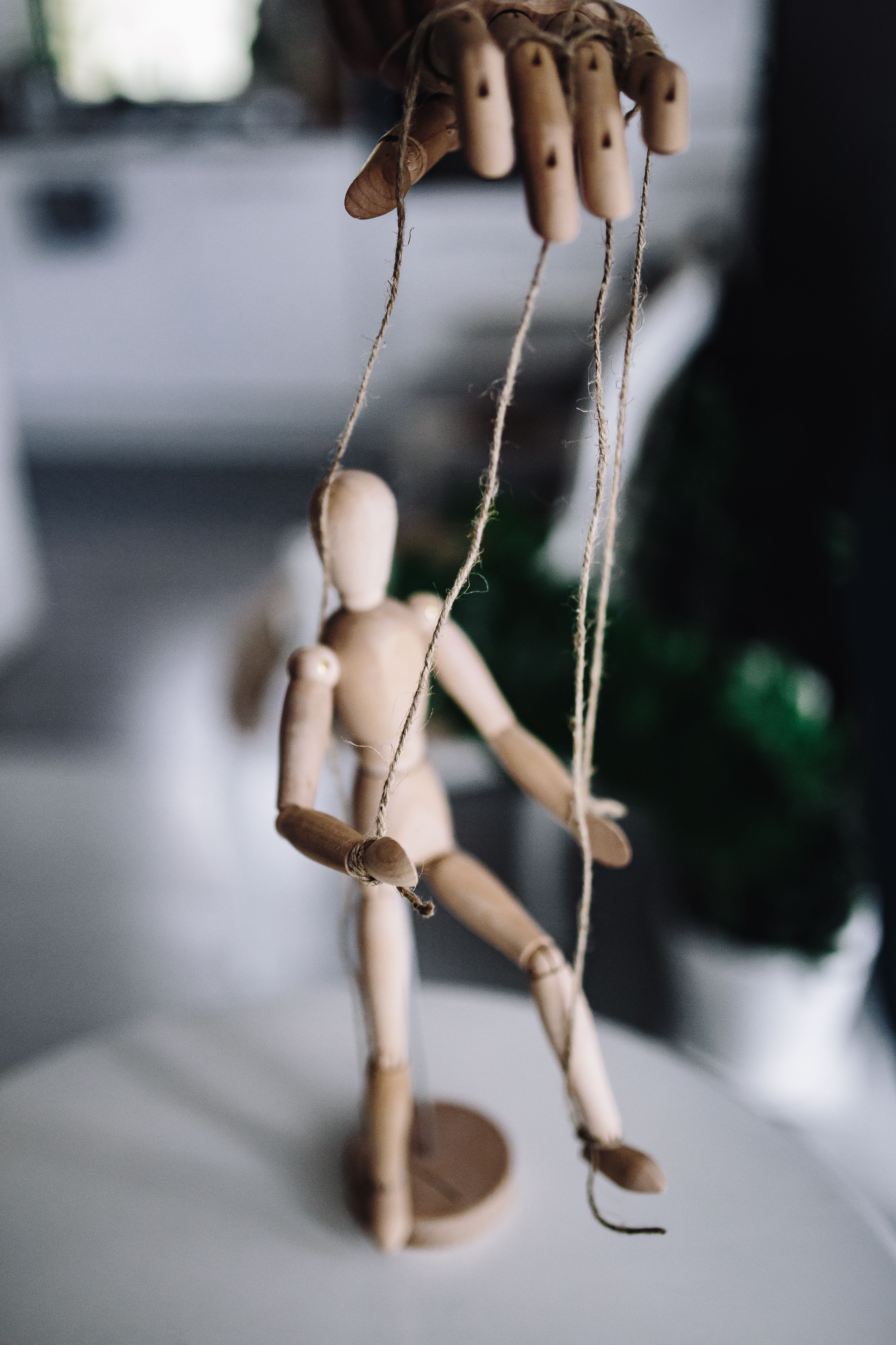art and craft, focus on foreground, dummy, no people, thread, hand, 5K, gesture, creativity, mannequin, craft, close-up, tied up, hanging, doll, outdoors, Phone HD Wallpaper
