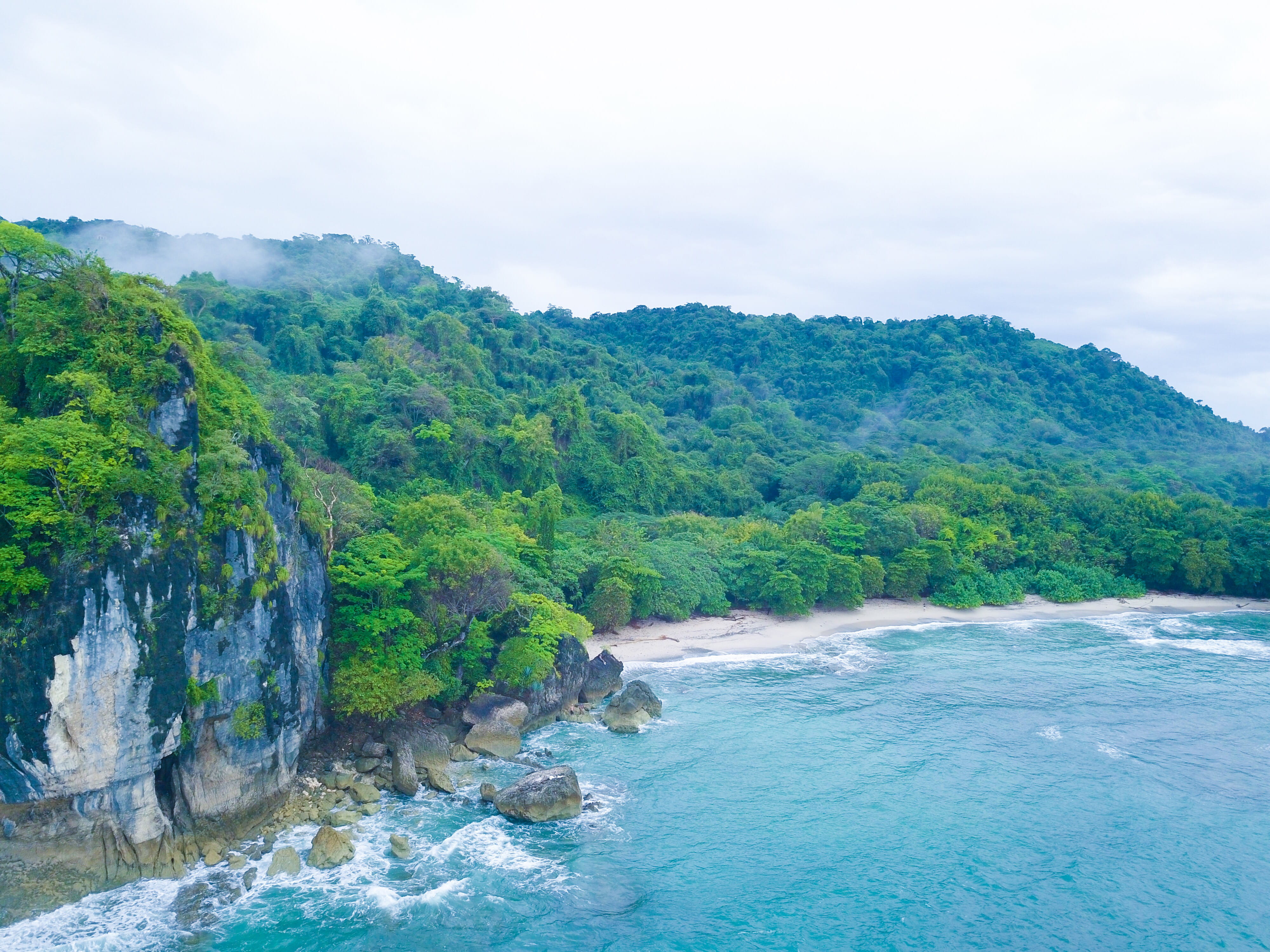 turquoise colored, mountain, non-urban scene, wave, flowing water, cloud - sky, blue, costa rica, sky, sea, perfect, outdoors, tranquility, costarica, solid, HD Wallpaper