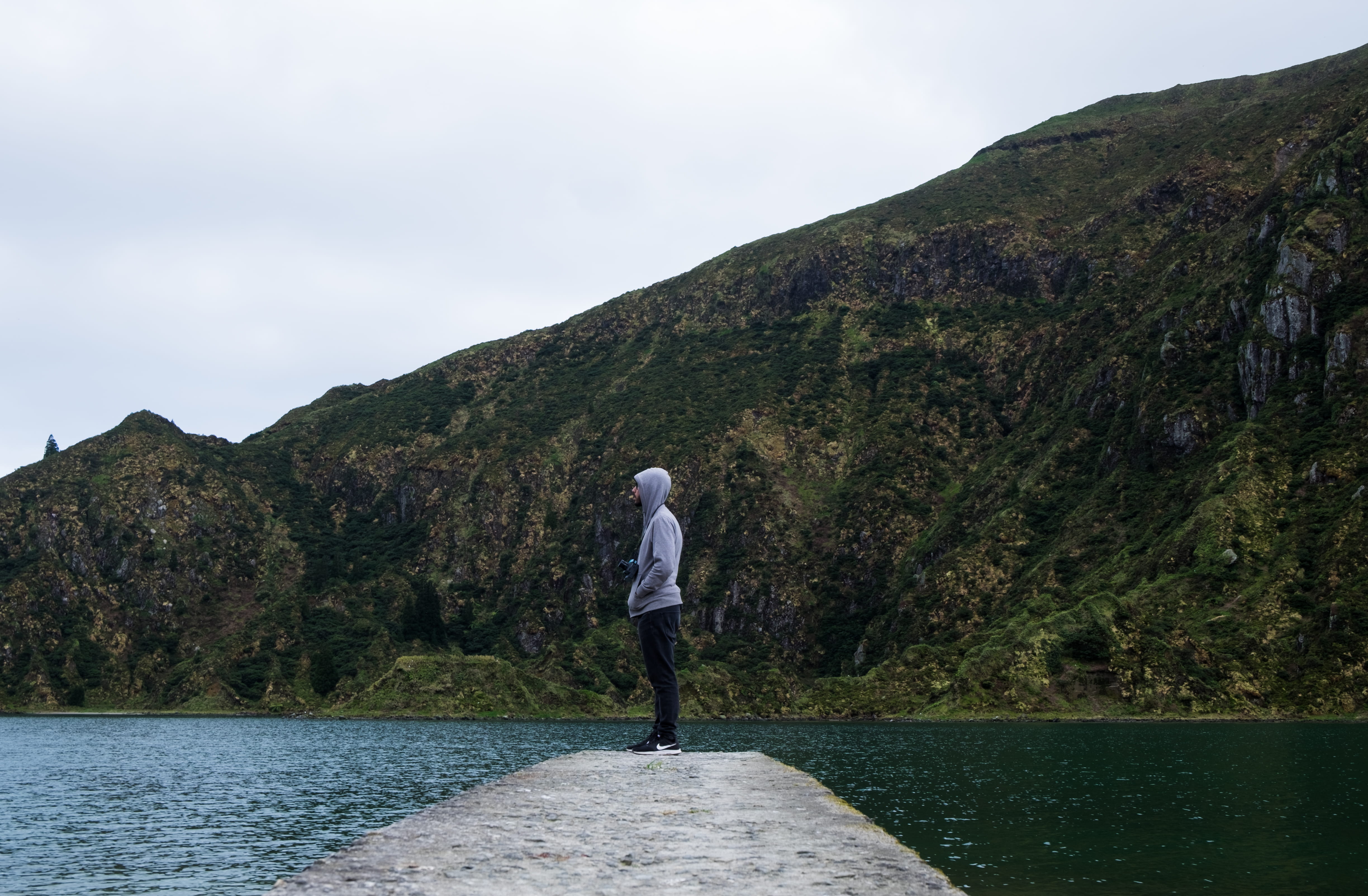 path, casual clothing, scenics - nature, travel, nature, one person, sky, lake, 4K, lifestyles, leisure activity, tranquility, real people, rear view, HD Wallpaper