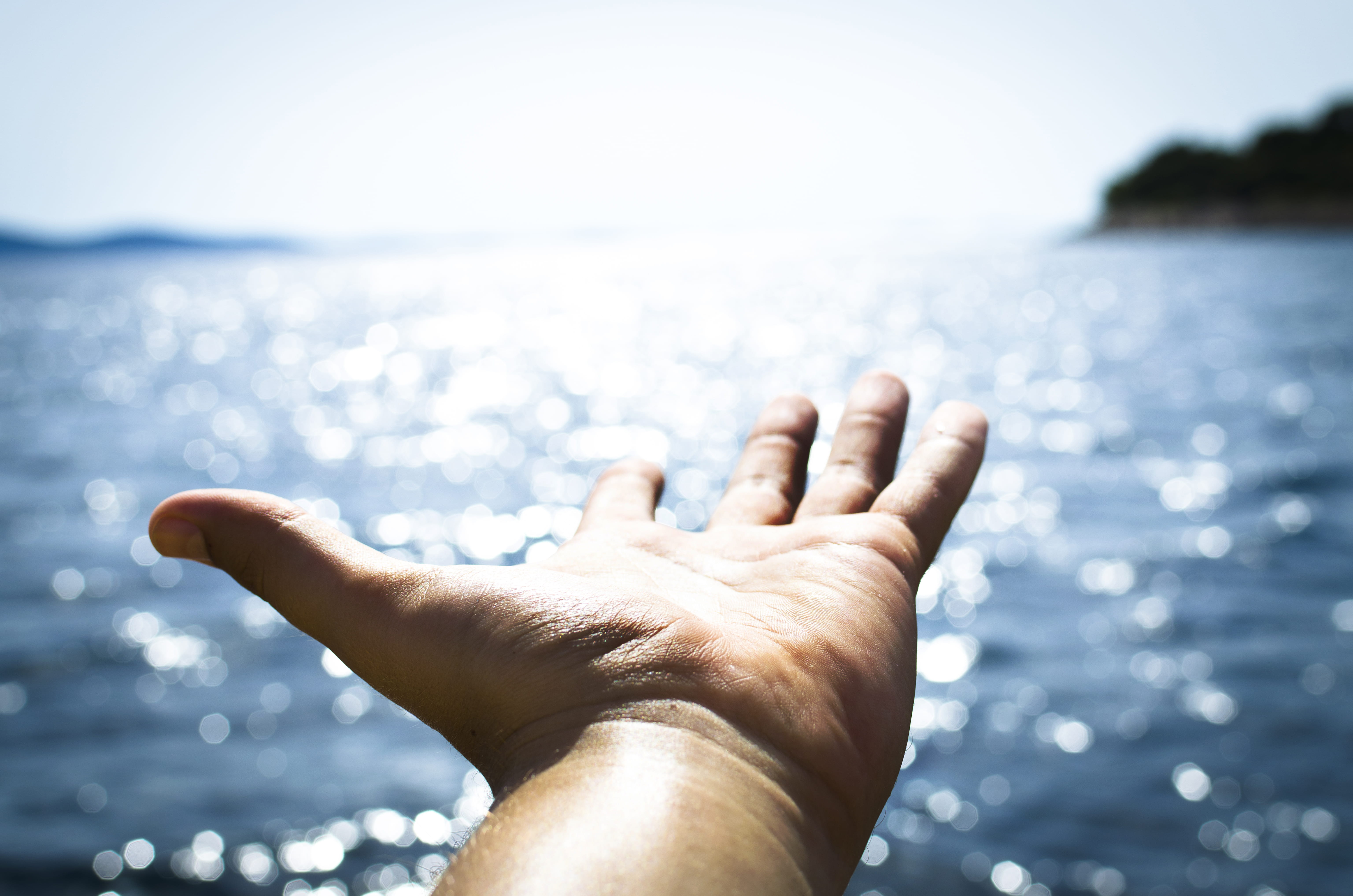 outdoors, finger, 5K, relaxation, sky, person, sea, horizon, reaching, human finger, tropical, success, human body part, dom, trip, tourism, lifestyle, HD Wallpaper