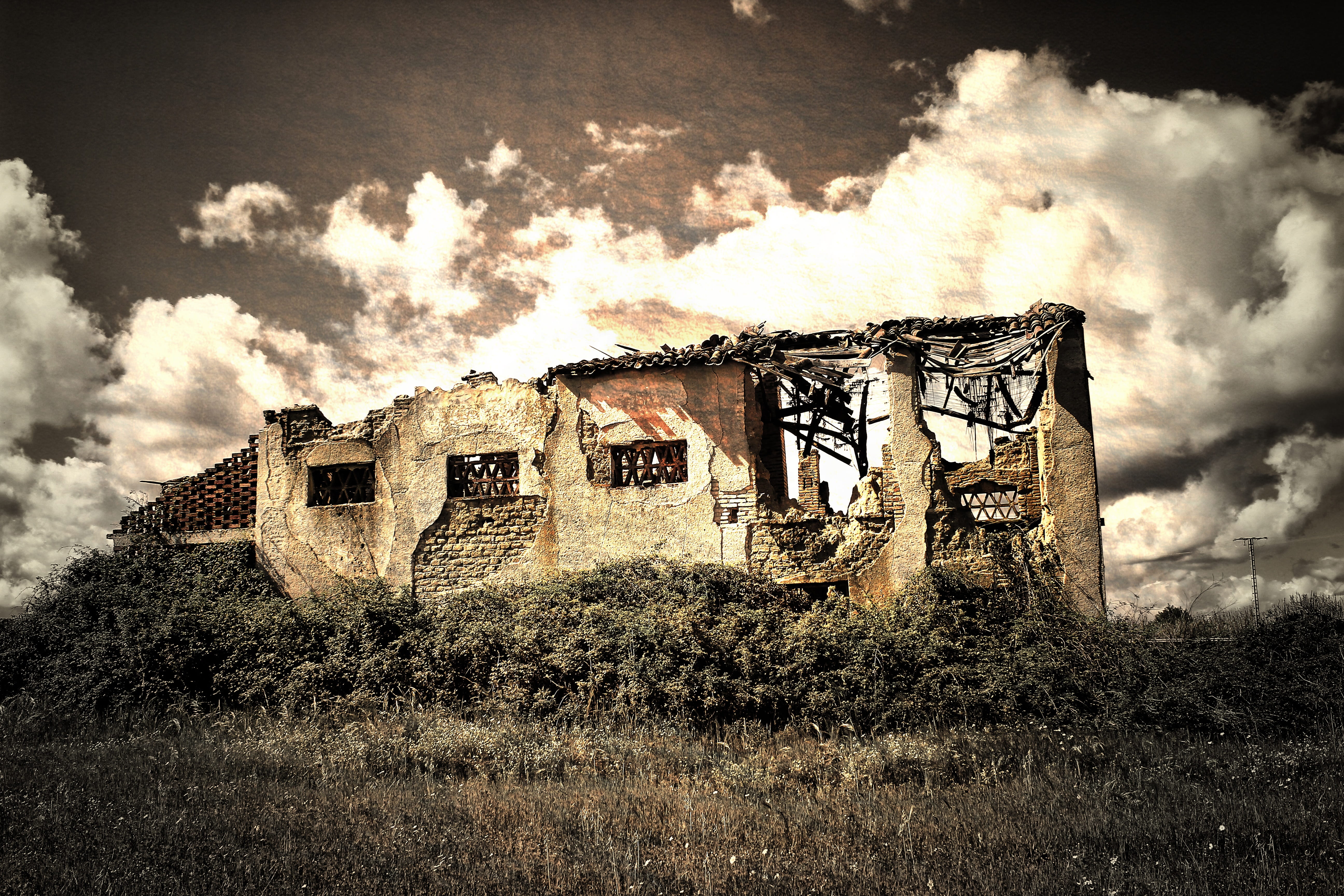 wood, sky, the past, building, old building, remote, outdoors, dust, built structure, travel, house, building exterior, old wood, horizontal, grass, abandoned, HD Wallpaper