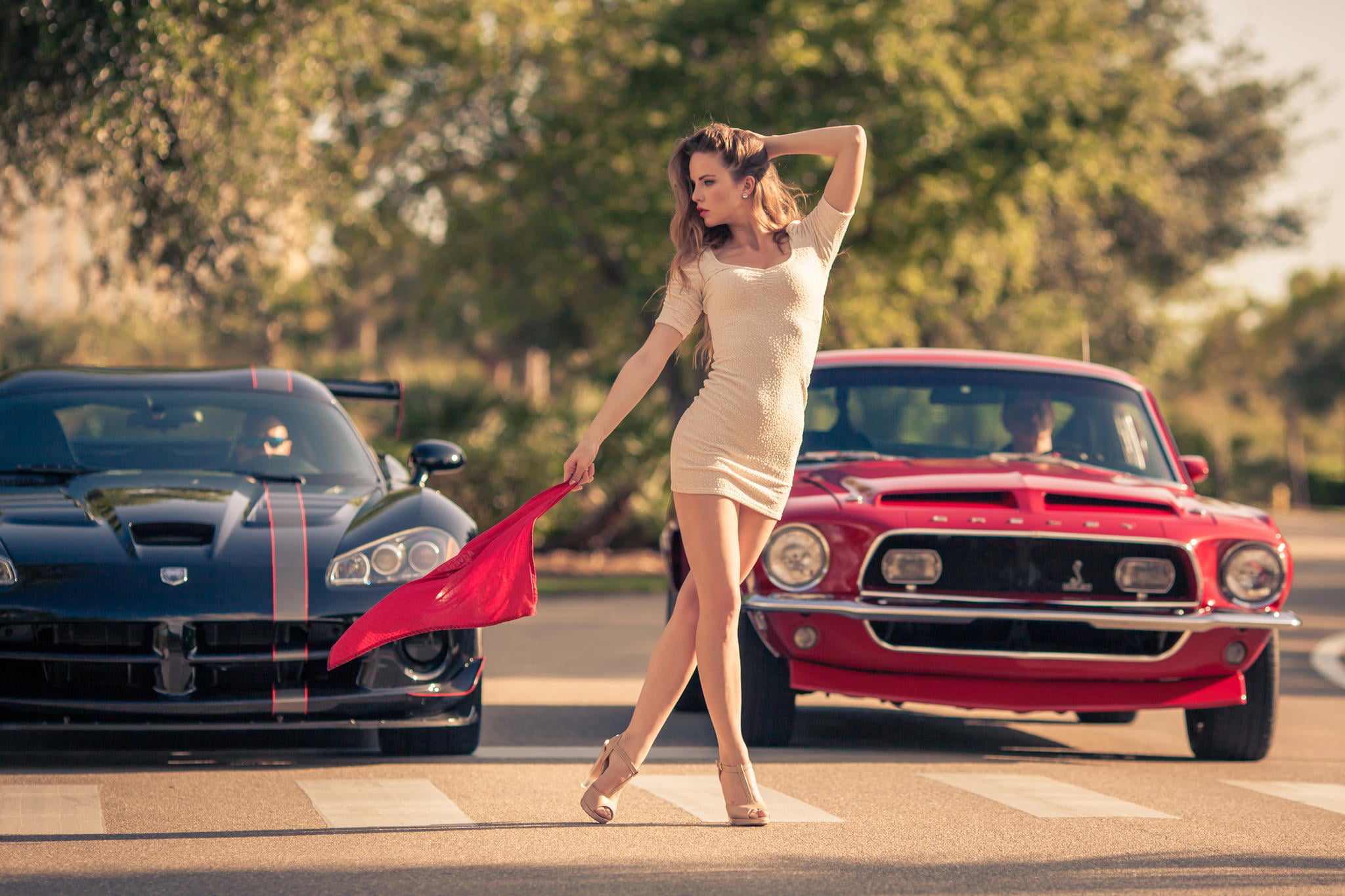 mode of Transport, convertible, Ford, pets, girl, Mustang, muscle car, two People, animal, sports Car, domestic, Viper, neck, lifestyles, black, elegance, HD Wallpaper